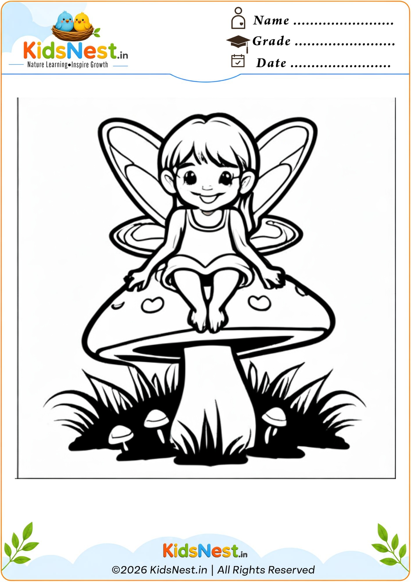 Fairy on Mushroom Coloring Page for Kids | Free Printable
