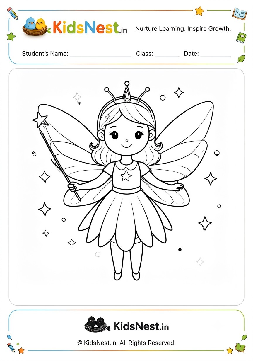 Fairy Tale Magic Fairy Coloring Activity for Kids | Printable
