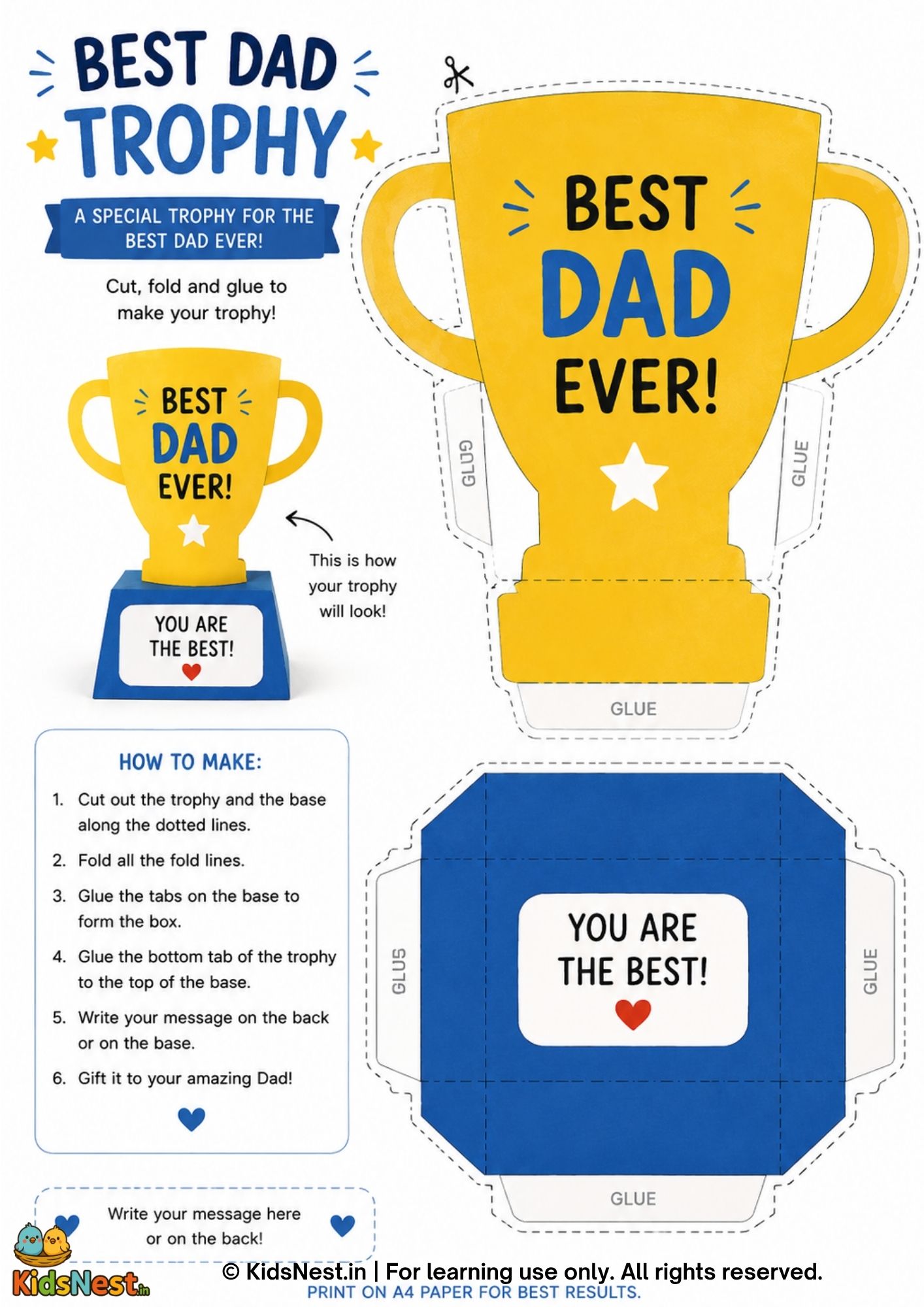DIY Best Dad Trophy Craft: Easy Father's Day Activity for Kids