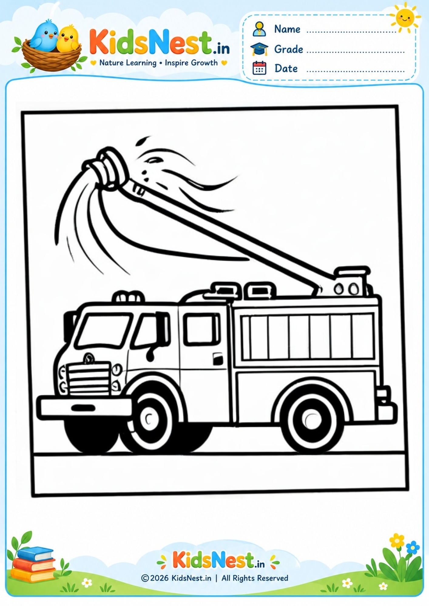Fire Truck Coloring Page for Kids | Free Printable PDF