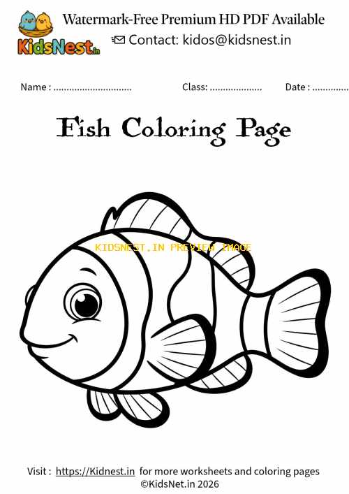 Fish Coloring Page for Kids - Free Printable Activity