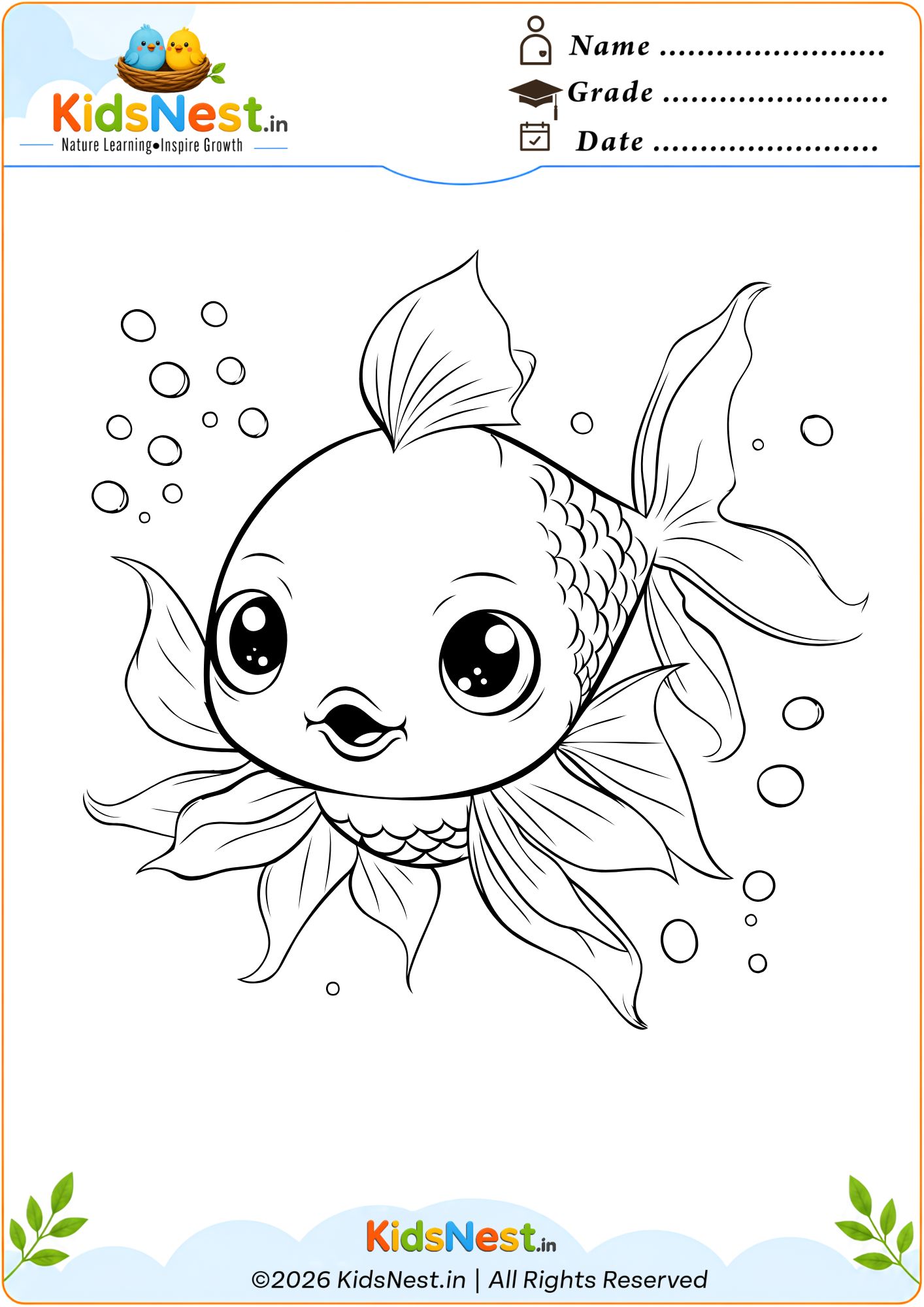 Free Printable Fish Coloring Worksheet for Kids | Educational