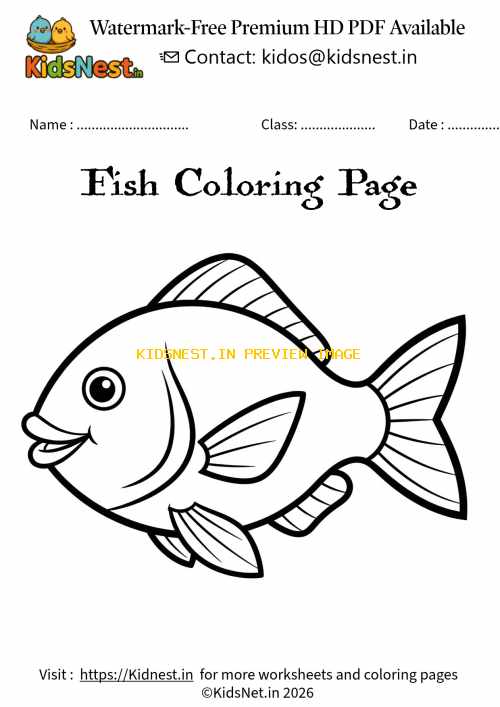 Free Printable Fish Colouring Page for Kids