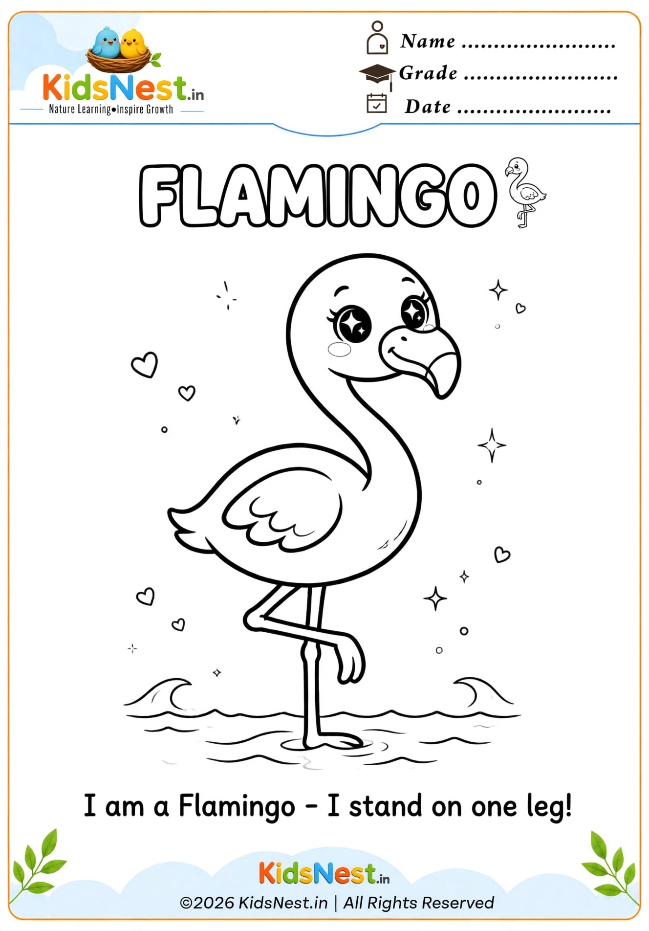 Free Flamingo Coloring Page for Kids | Printable Activity