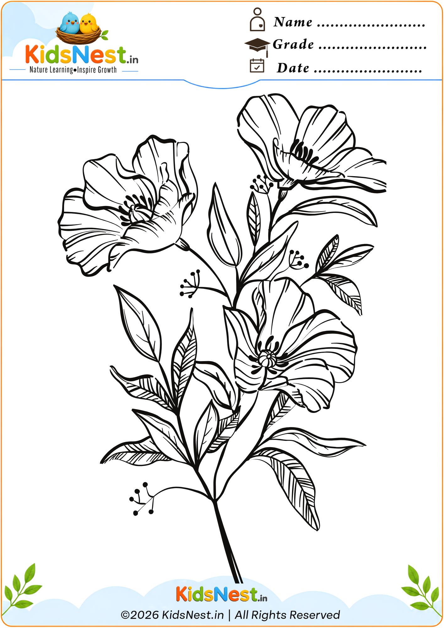 Floral Arrangement Coloring Page | Fun Printable for Kids
