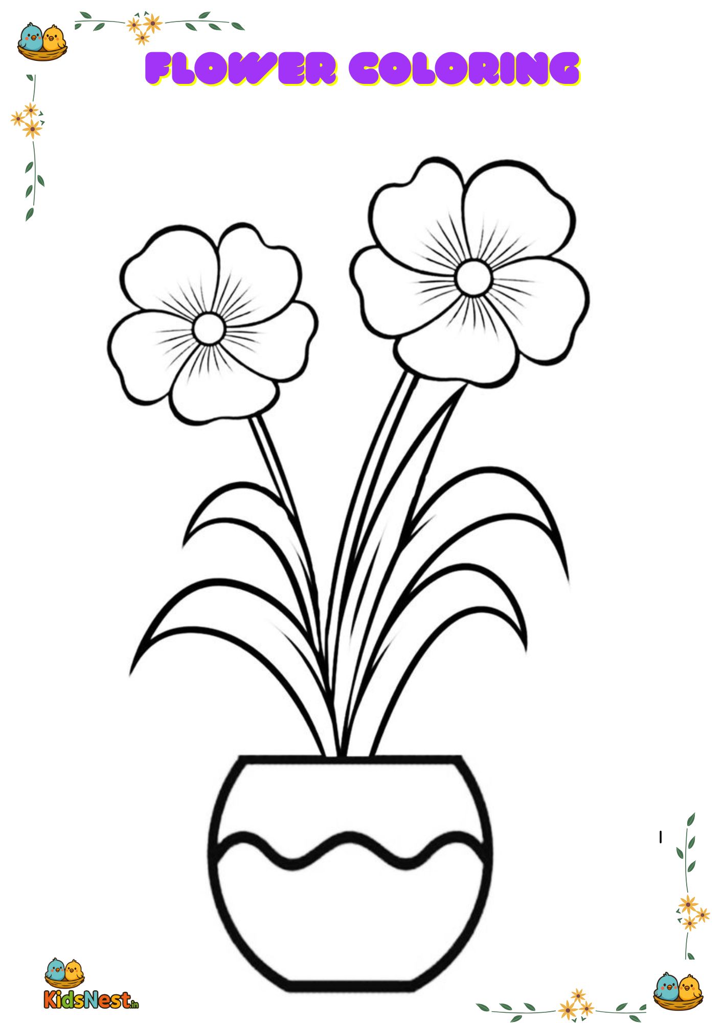 Free Flower Coloring Page for Kids - Printable Activity