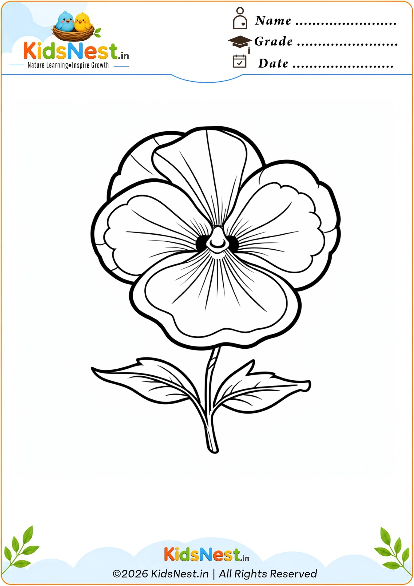 Free Printable Flower Coloring Page for Kids | Educational Art