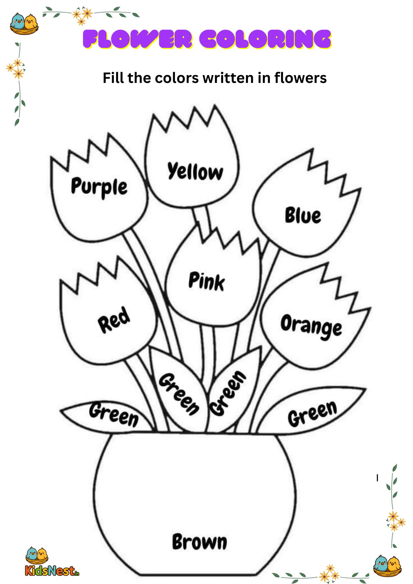 Flower Coloring Pages for Kids - Free Printable Activities