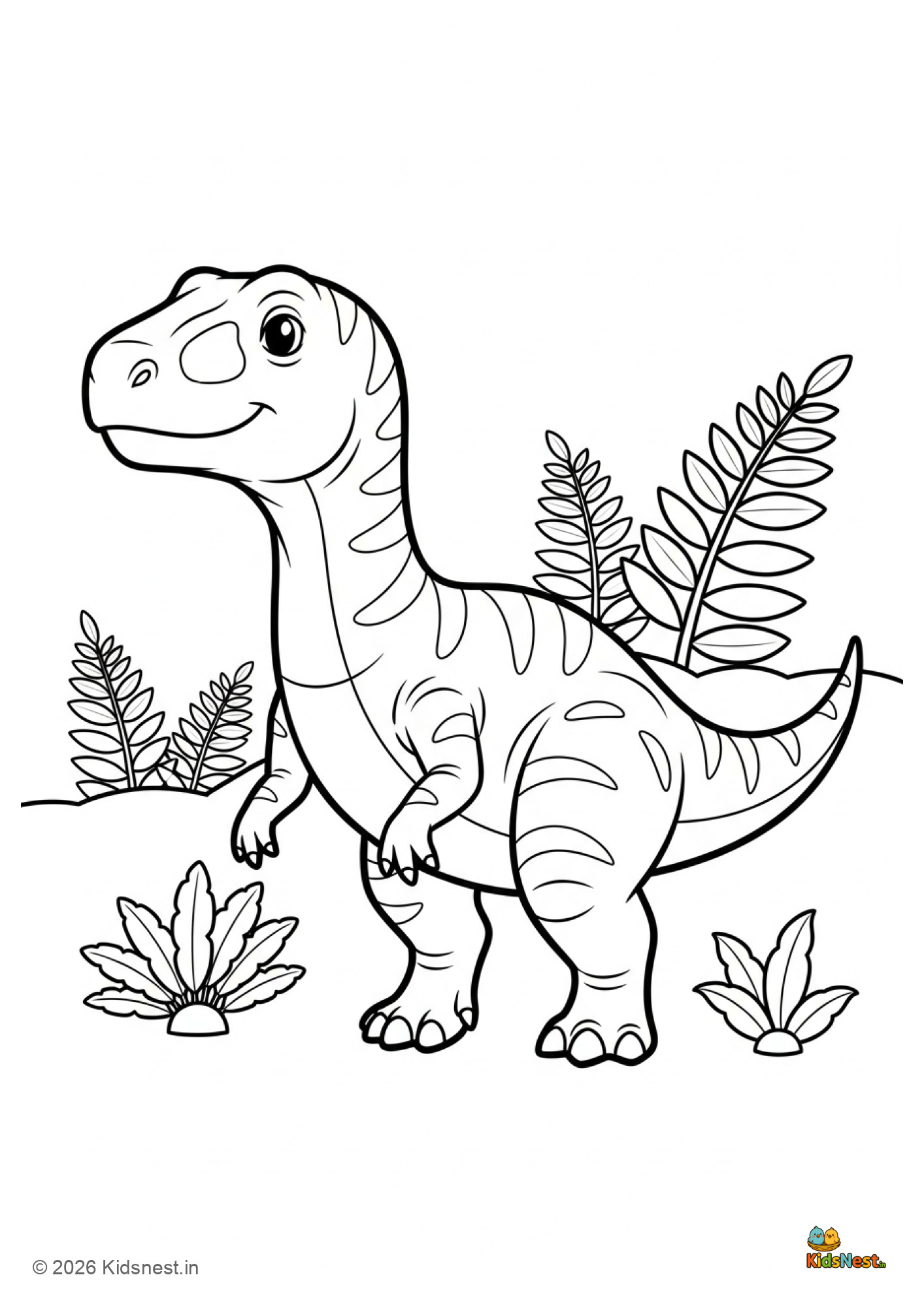 Free Allosaurus Dinosaur Coloring Page for Kids | Printable