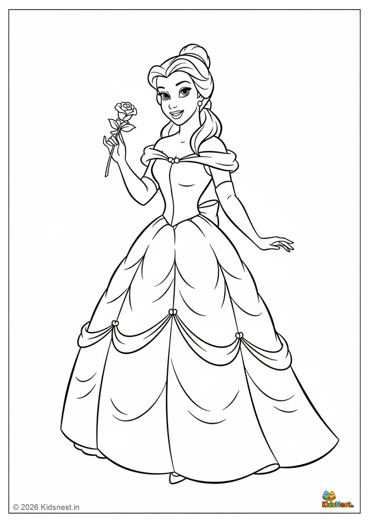 Free Belle Coloring Page: Printable Disney Princess Activity