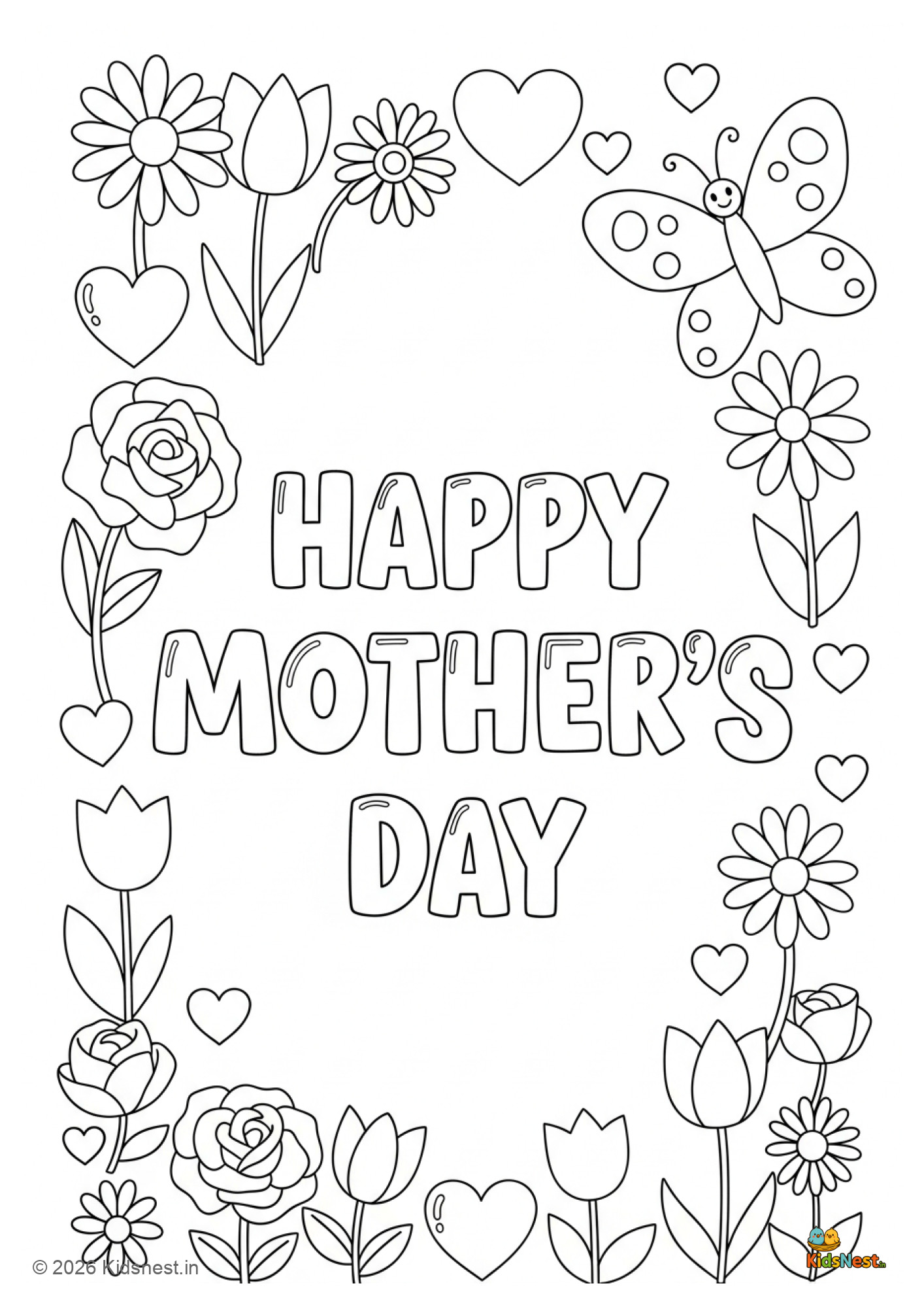 Free Happy Mother's Day Coloring Page for Kids | Printable