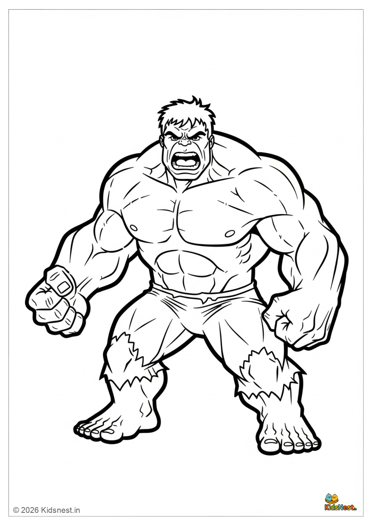 Free Hulk Colouring Page for Kids | Printable Activity Sheet