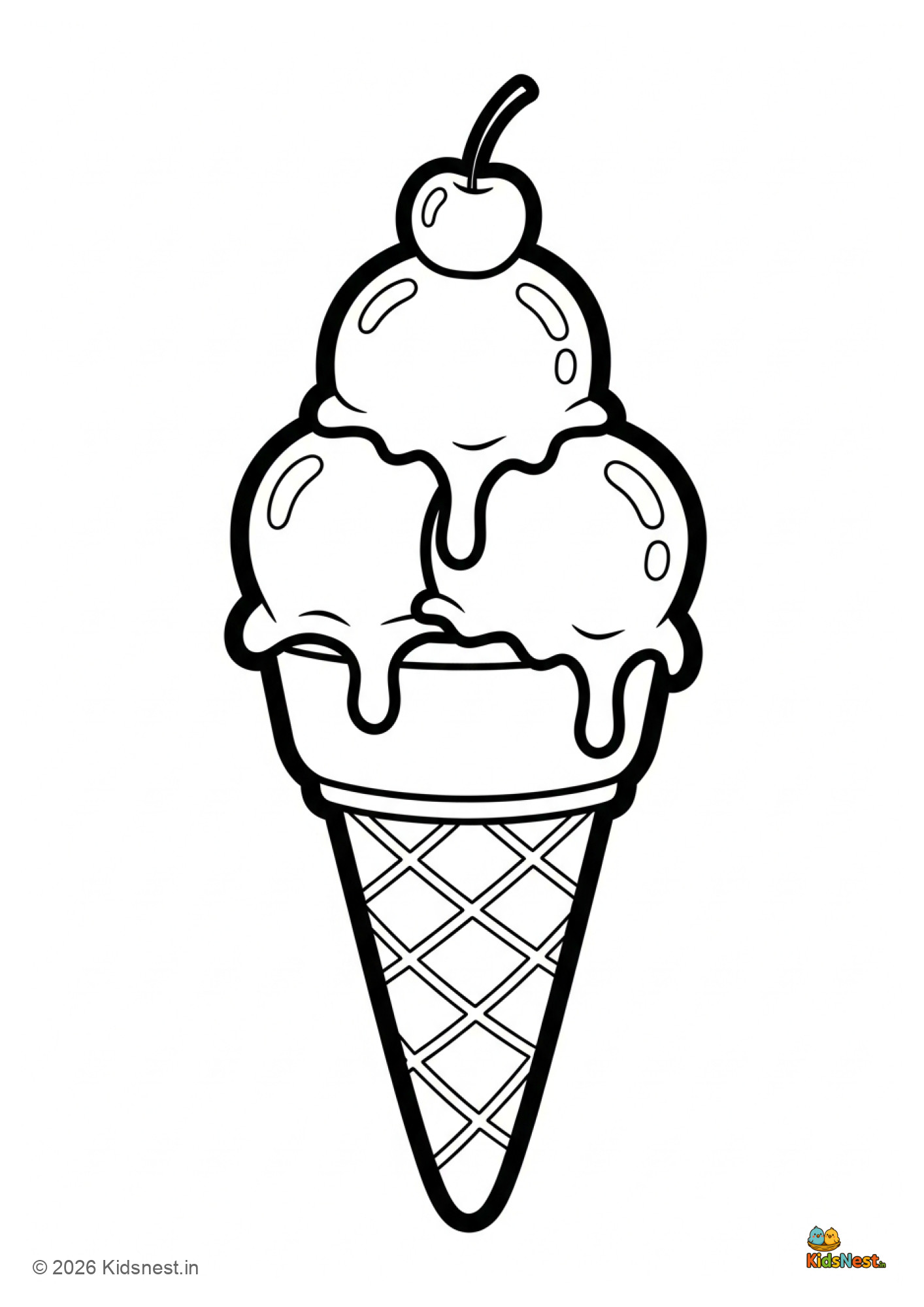 Free Ice Cream Cone Colouring Page for Kids | Printable PDF