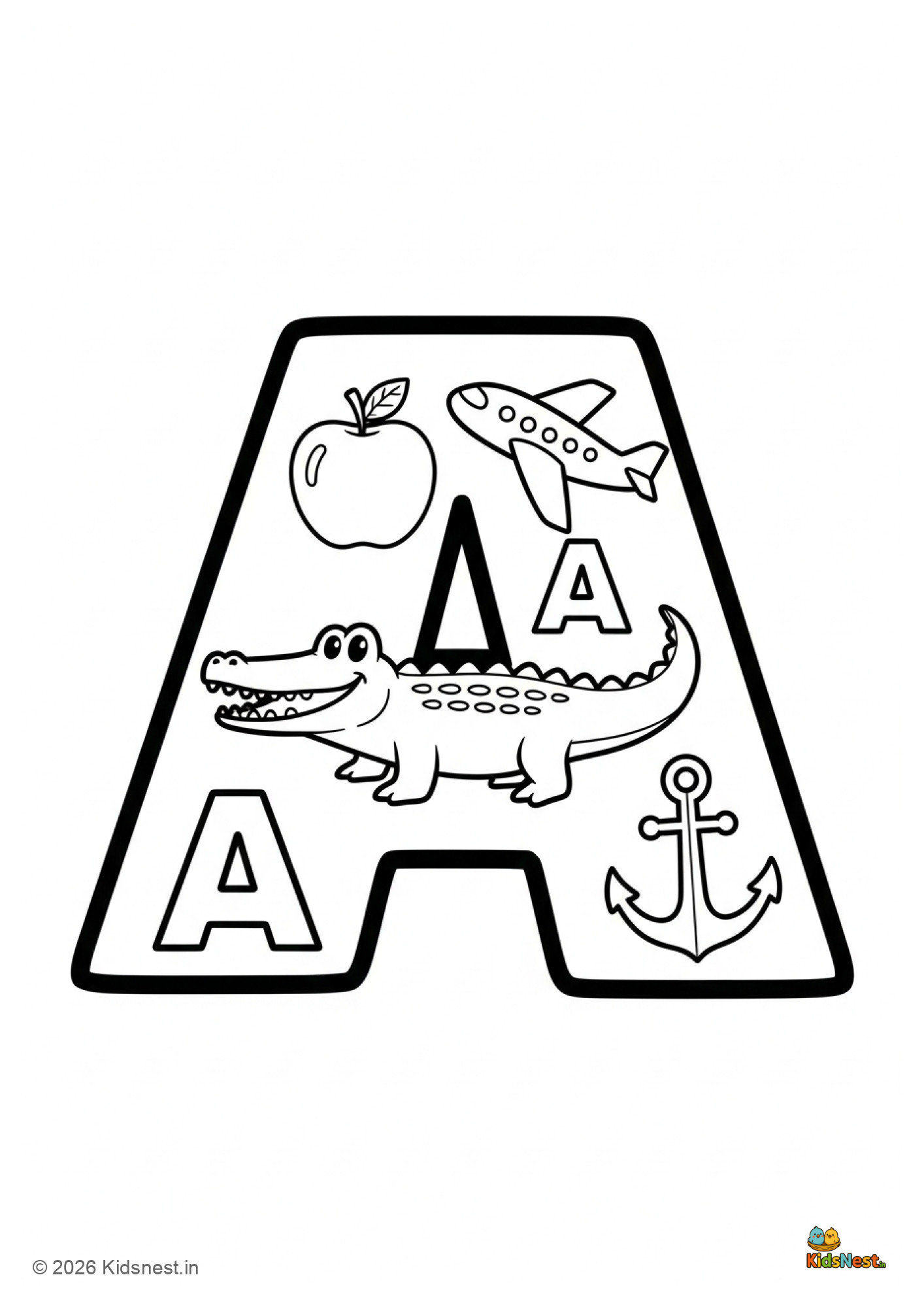 Free Letter A Coloring Page | Printable Alphabet Worksheet