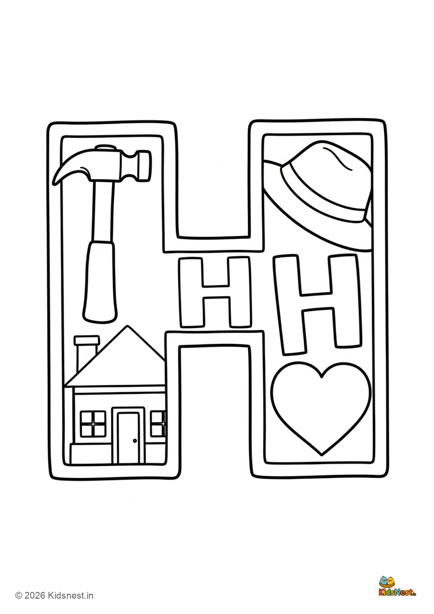 Free Letter H Coloring Page | Printable Alphabet Worksheet