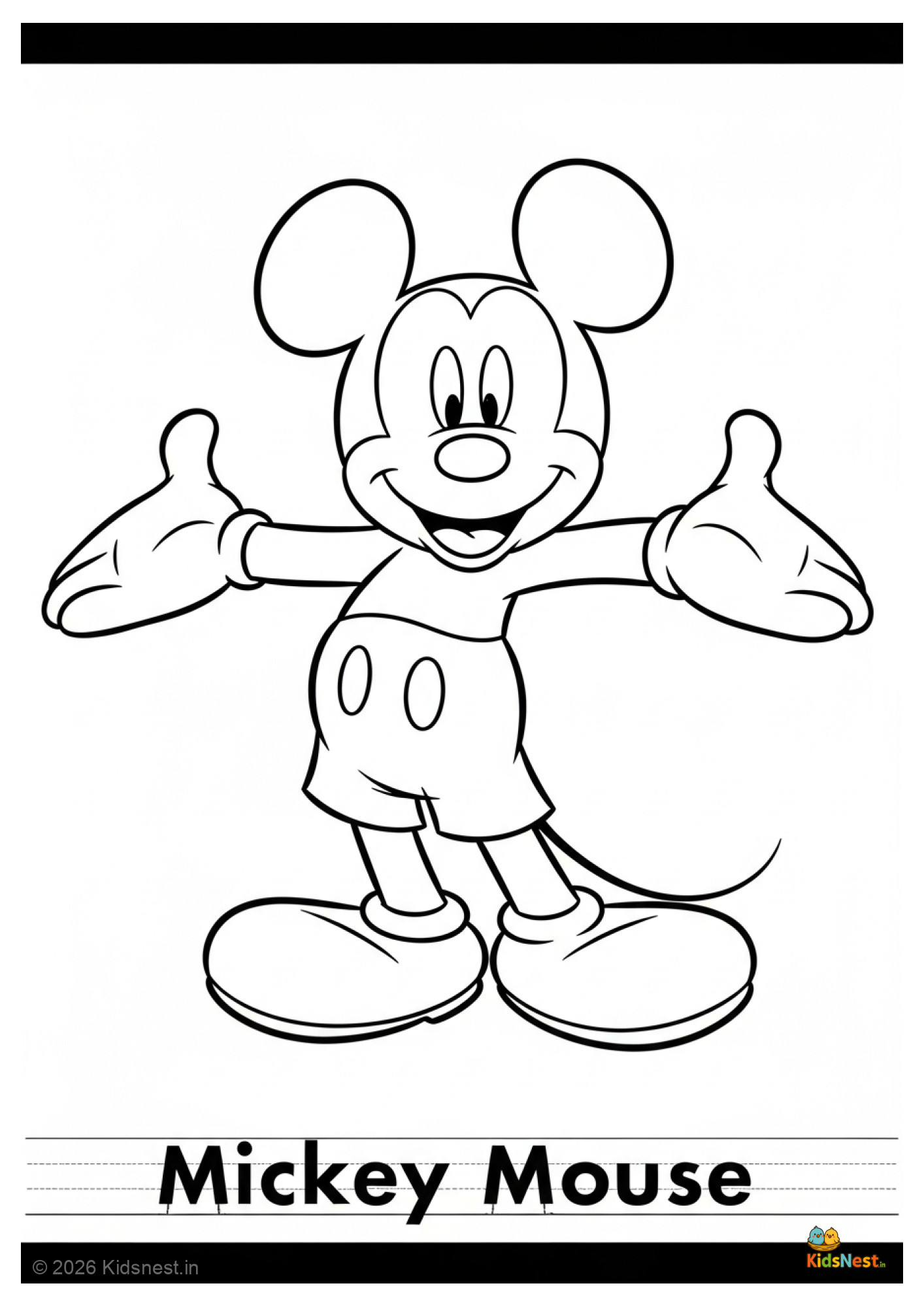 Free Mickey Mouse Coloring Page for Kids | Printable Activity