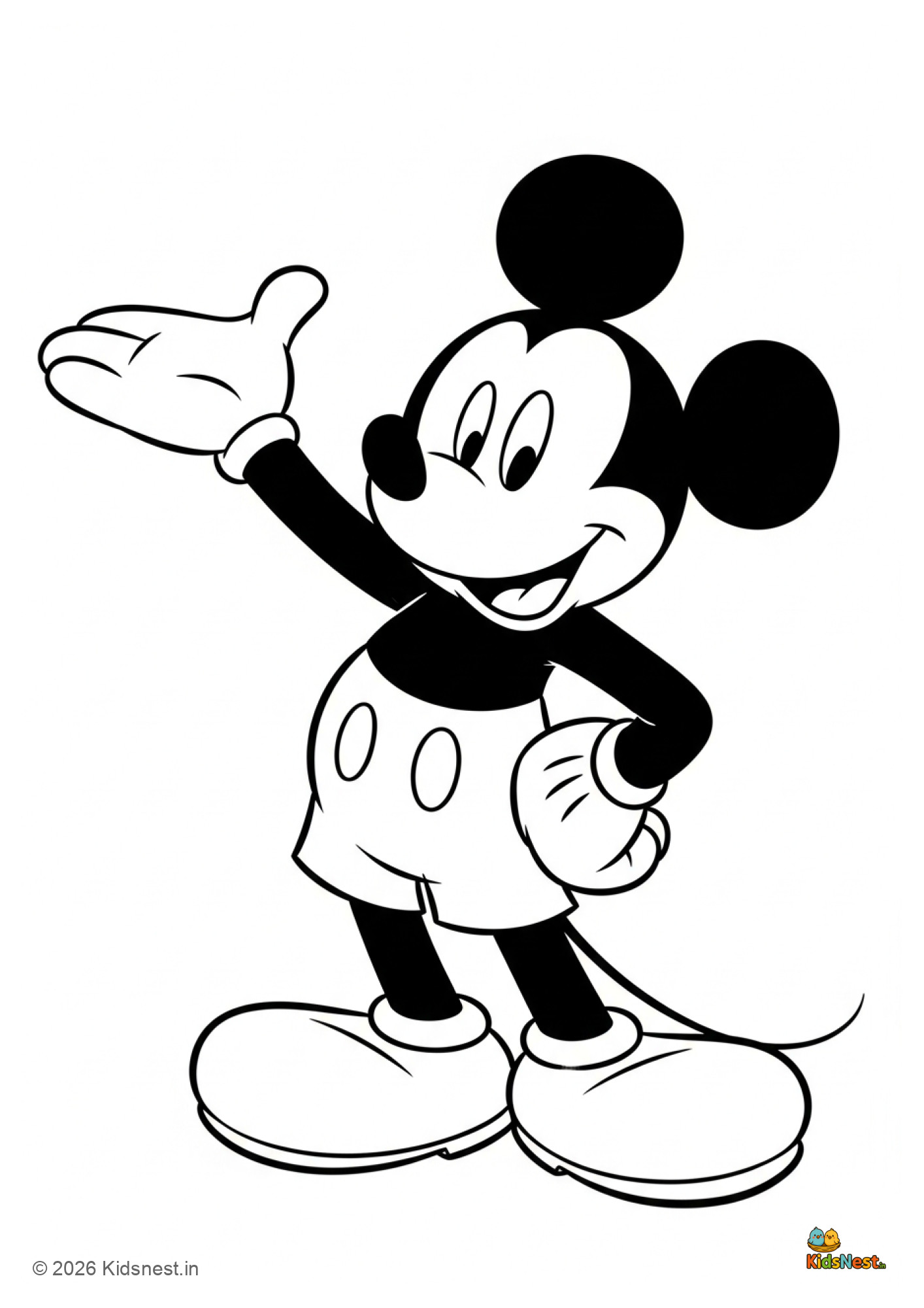 Free Mickey Mouse Colouring Page for Kids | Printable PDF