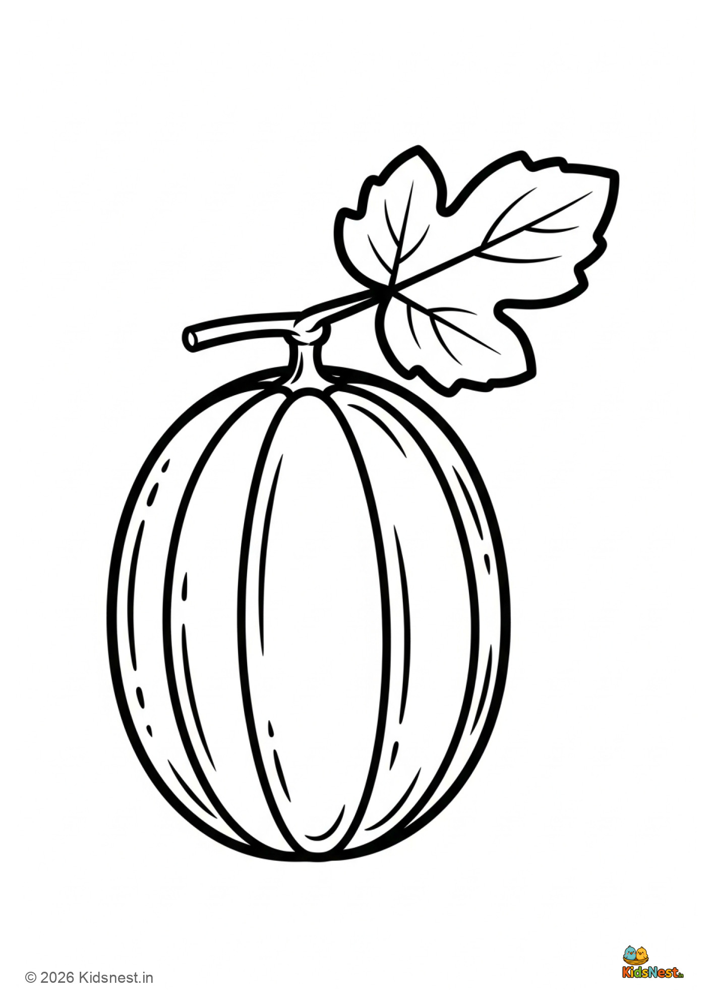 Free Muskmelon Coloring Page for Kids | Printable Worksheet