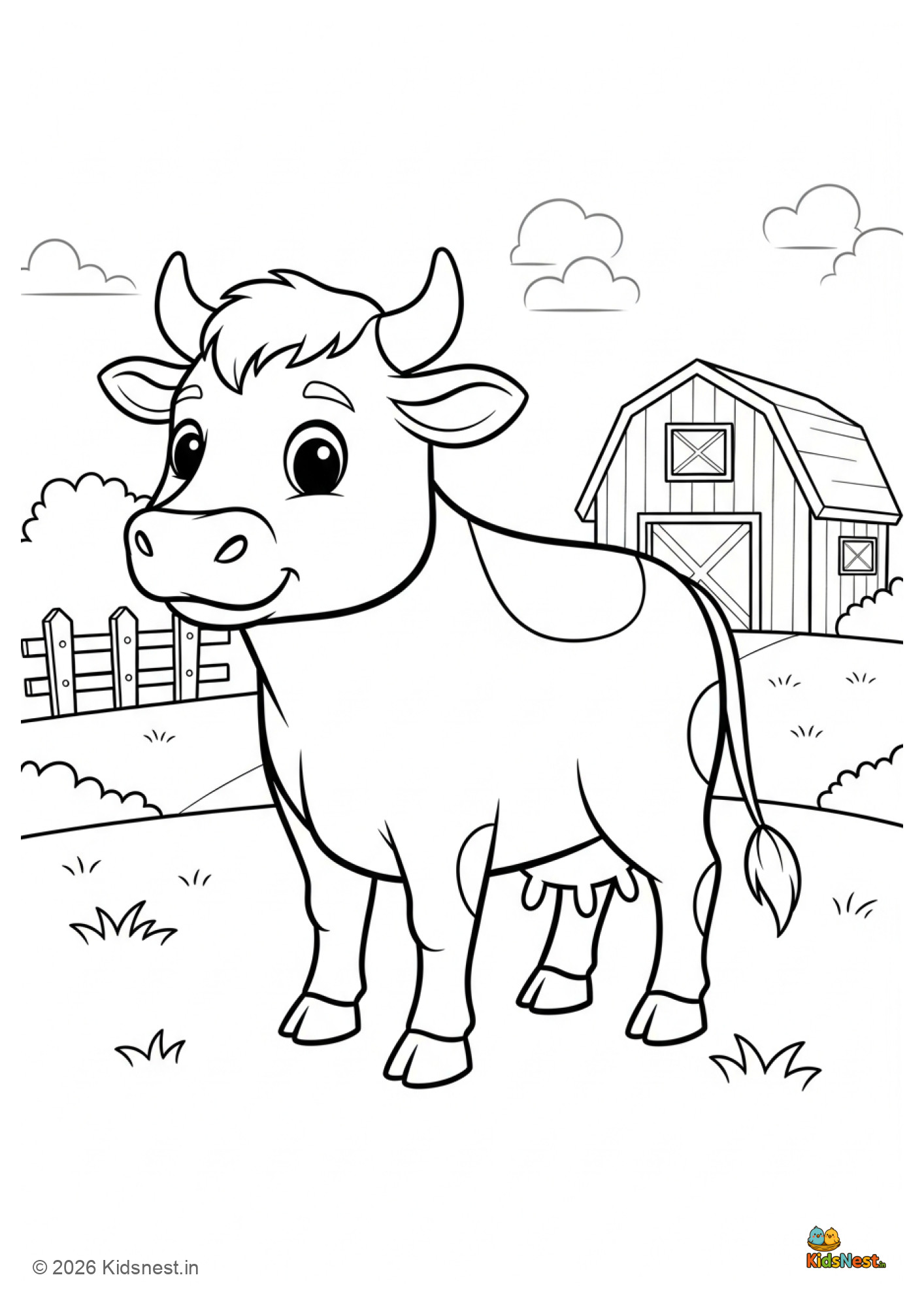 Free Ox Colouring Page for Kids | Printable Activity Sheet