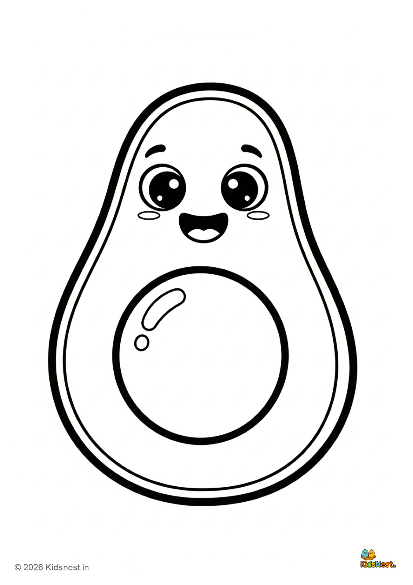 Free Printable Avocado Coloring Page for Kids | Fun Activity