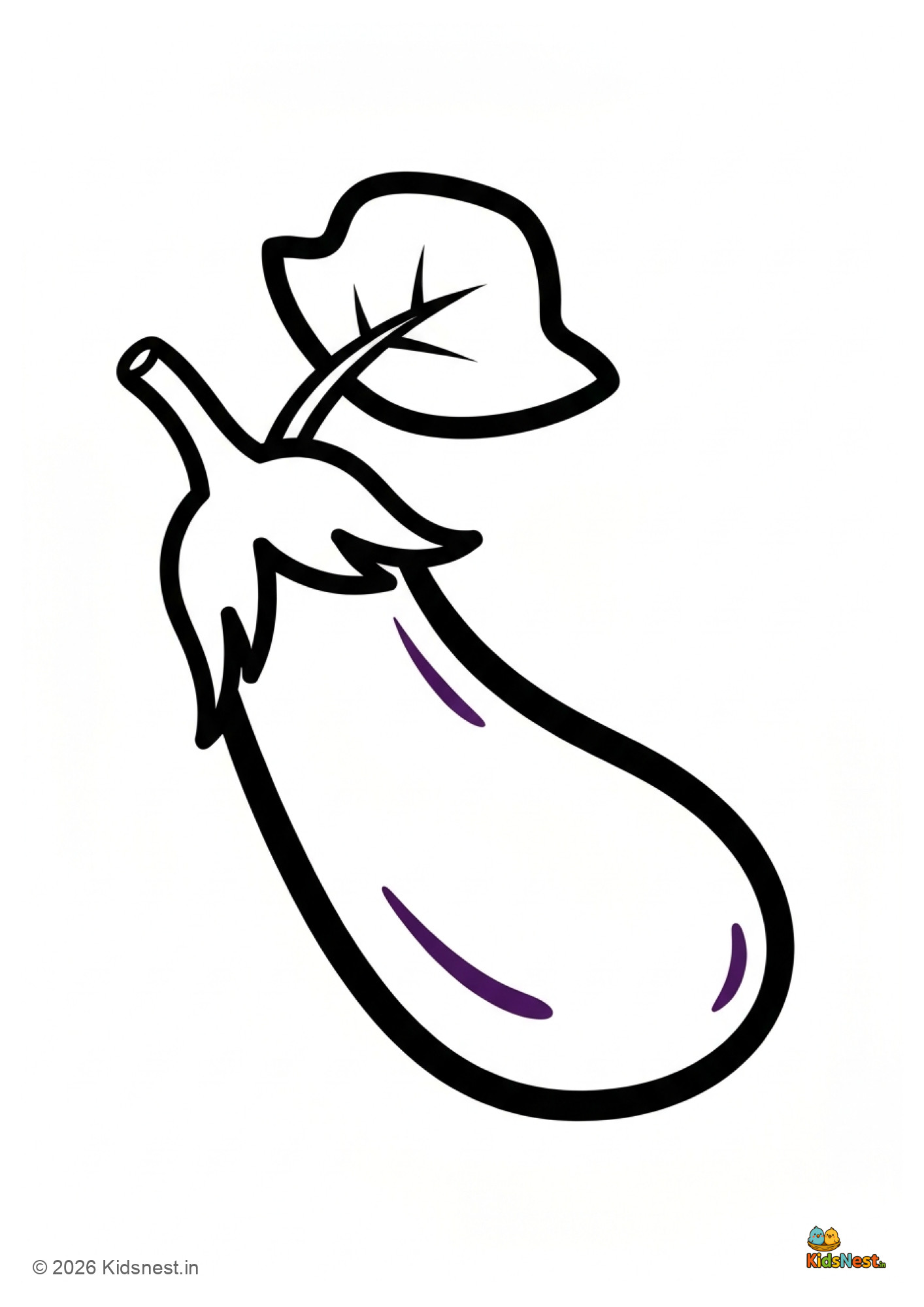 Free Printable Brinjal Coloring Page for Kids | Easy Activity