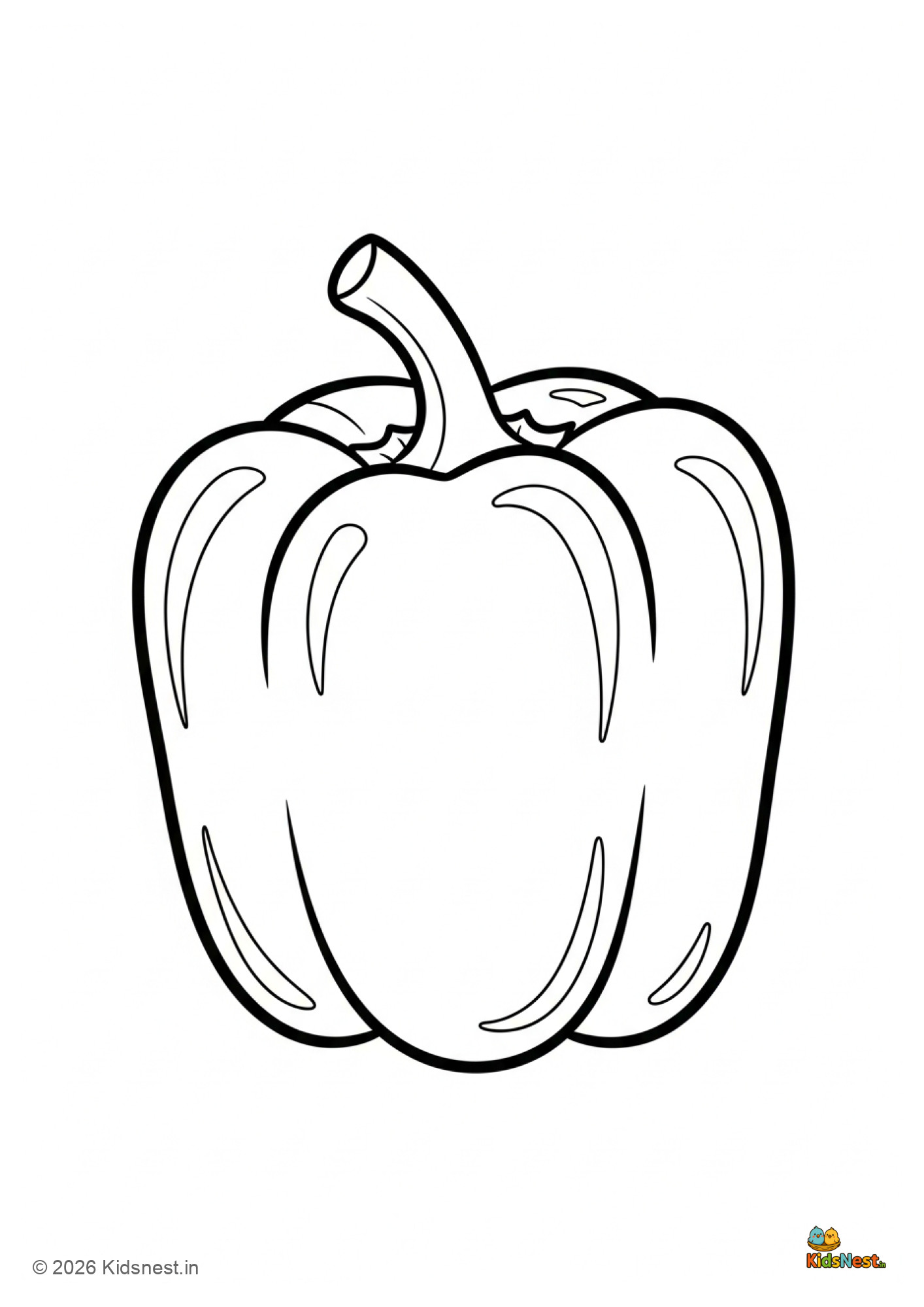 Free Printable Capsicum Coloring Page for Kids | Fun Activity