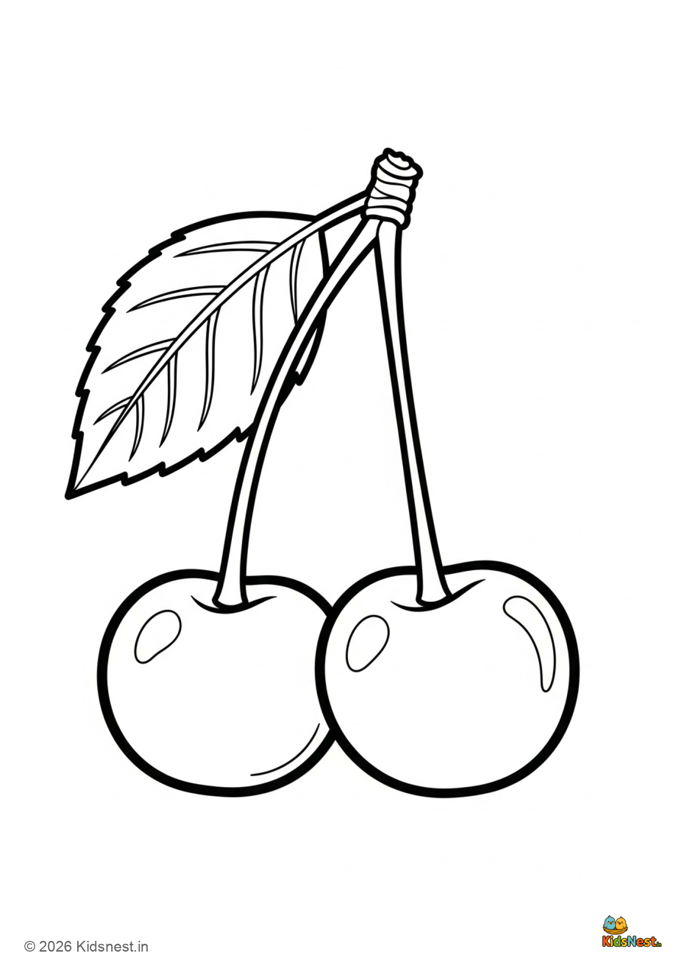 Free Printable Cherry Coloring Page for Kids | Fun Activity