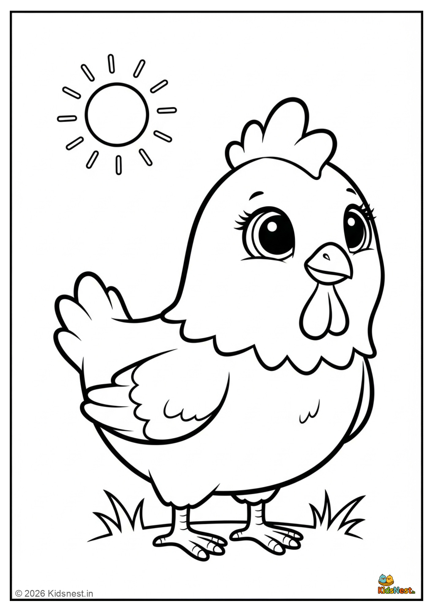 Free Printable Chicken Coloring Sheet for Kids | Farm Animals