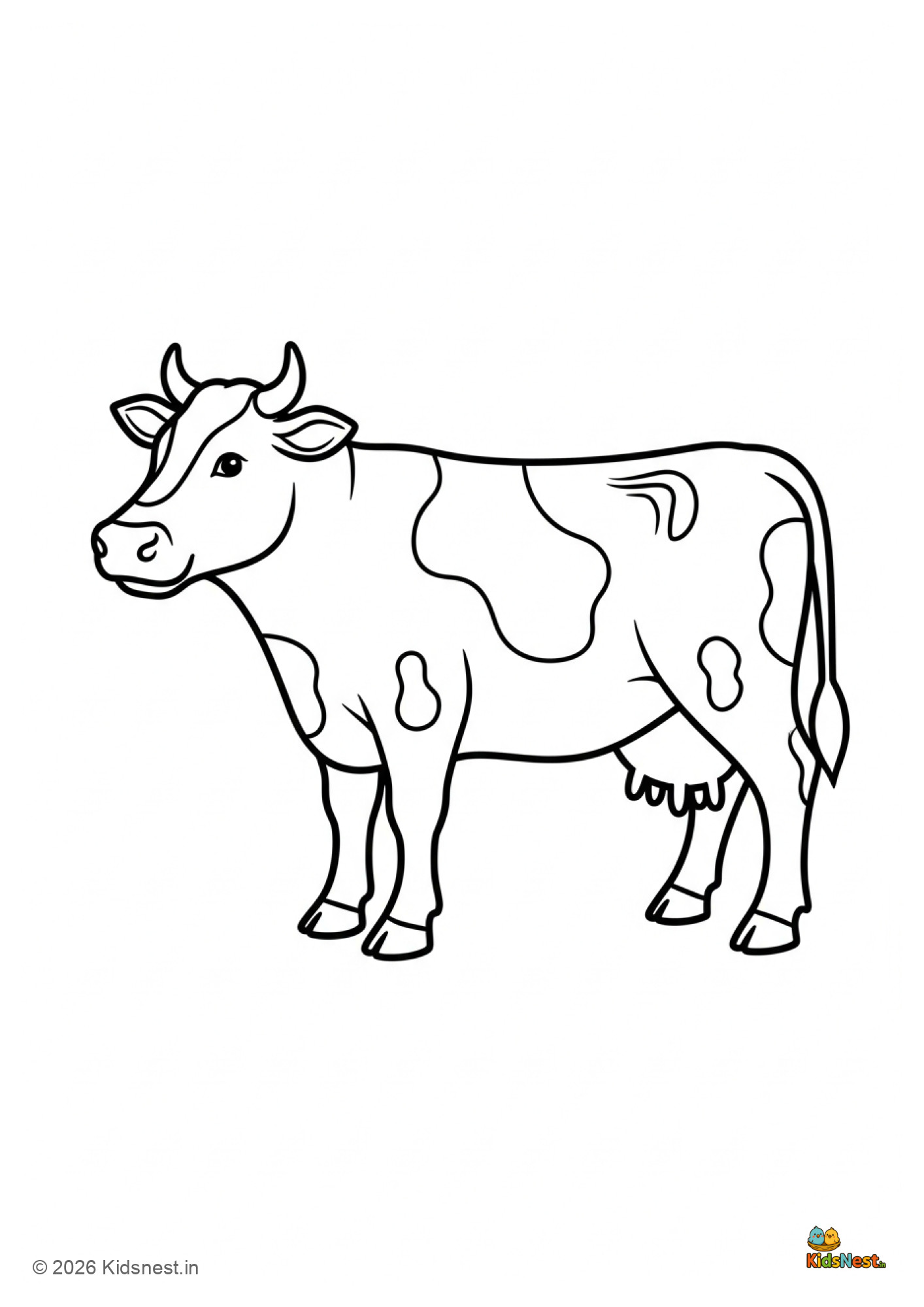 Free Printable Cow Colouring Page for Kids | Educational Fun