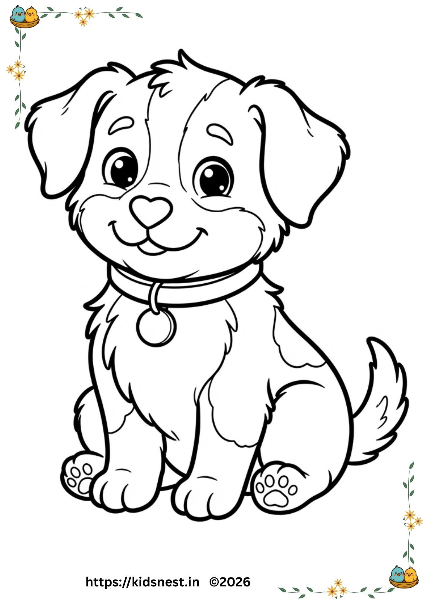 Free Printable Cute Dog Coloring Page for Kids | Fun Activity