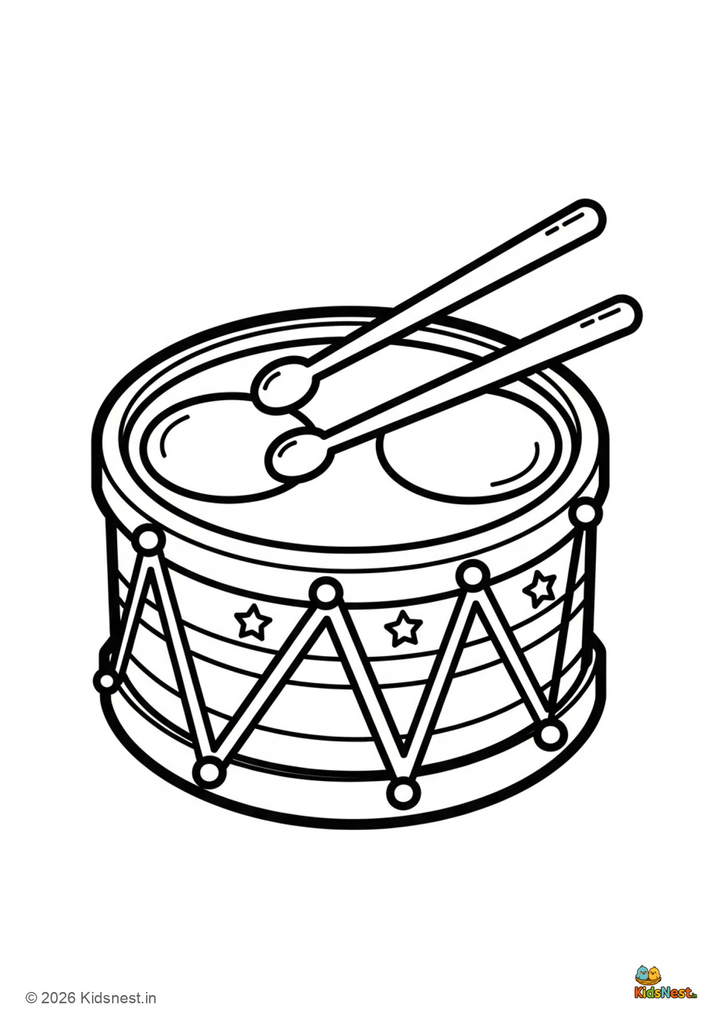 Free Printable Drum Toy Coloring Page for Kids