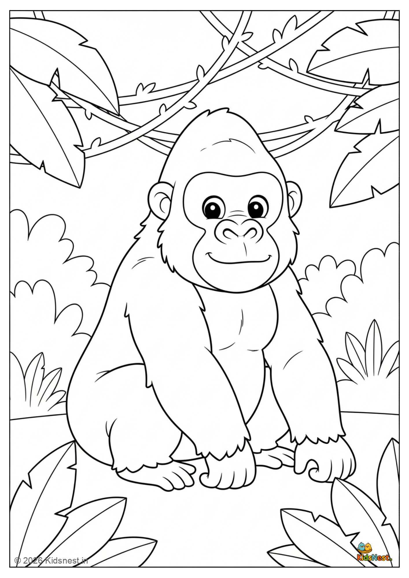 Free Printable Gorilla Colouring Page for Kids | Educational