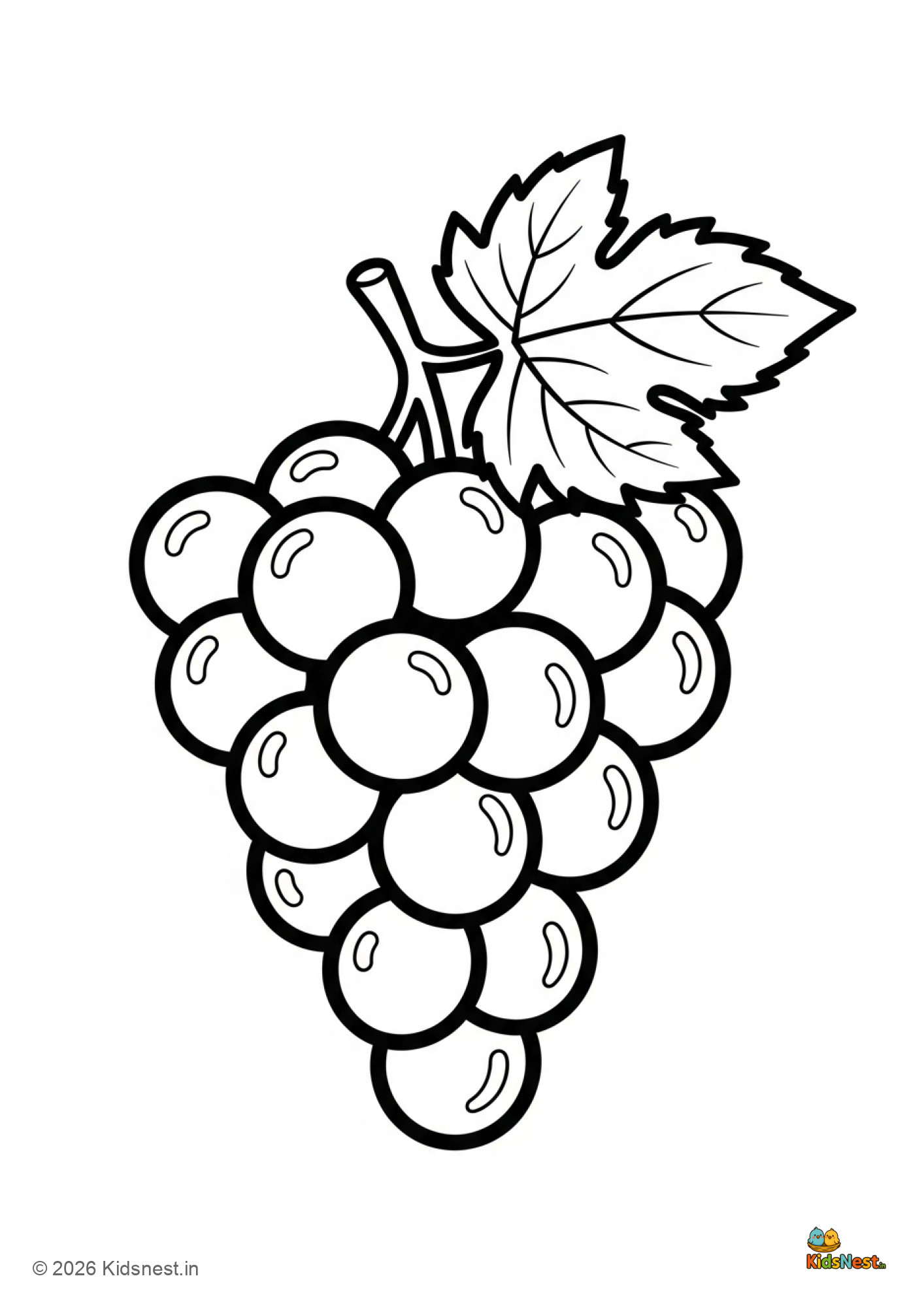 Free Printable Grapes Coloring Page for Kids | Educational Fun
