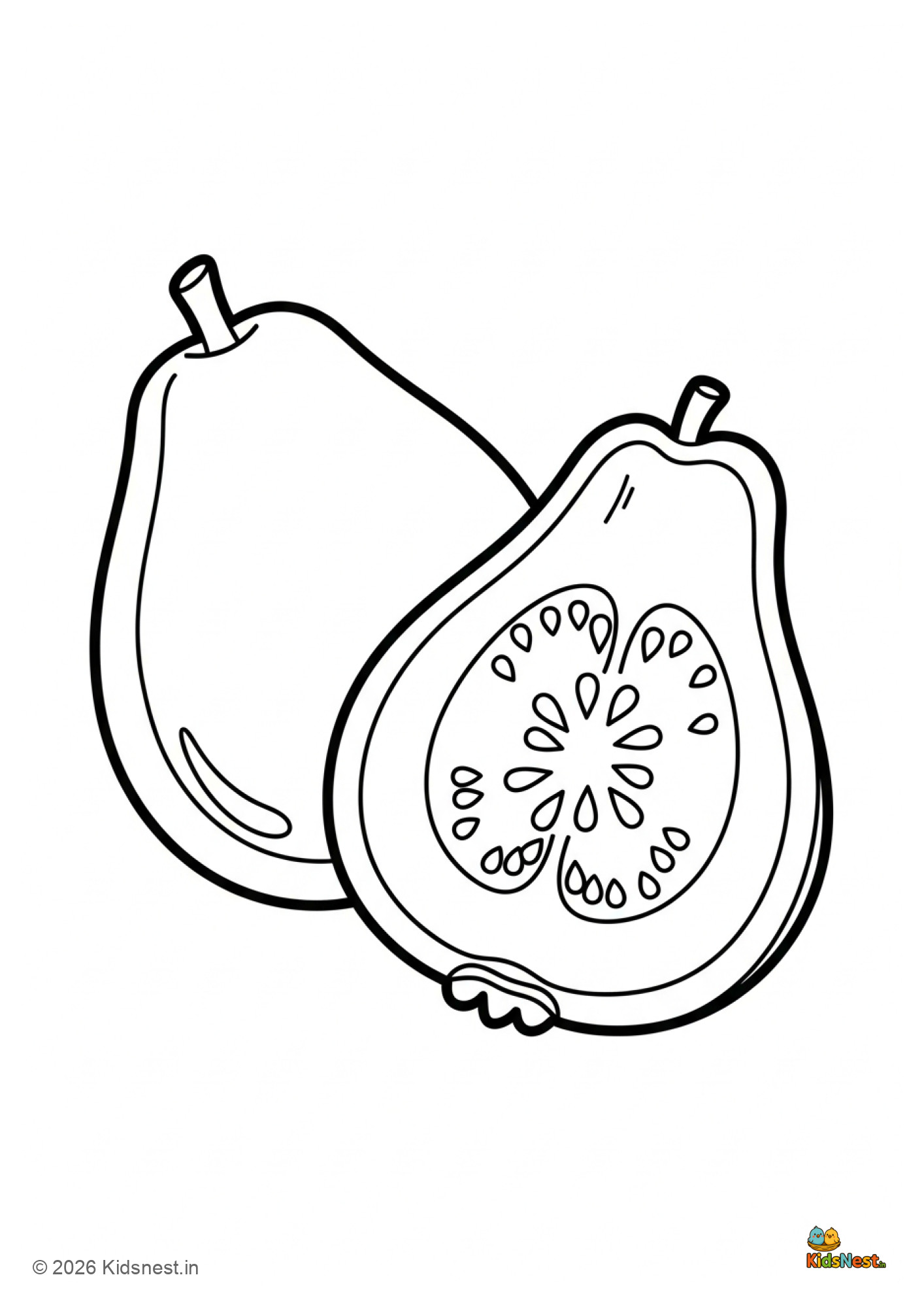 Free Printable Guava Coloring Page for Kids | Fruit Activity