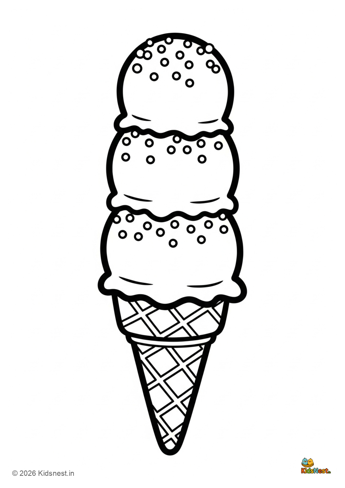 Free Printable Ice Cream Coloring Page for Kids | Fun Activity