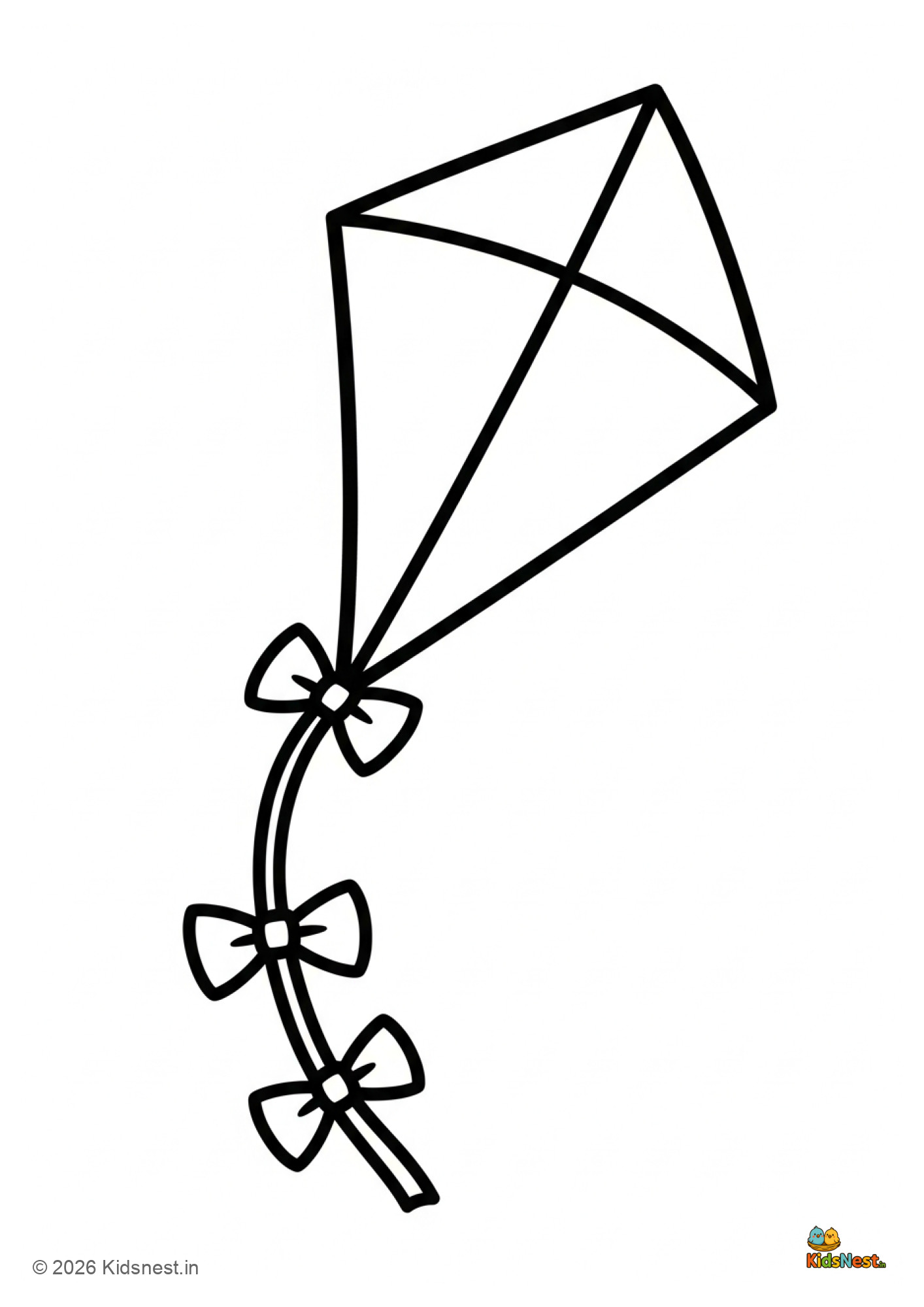 Free Printable Kite Colouring Page for Kids | Educational Fun