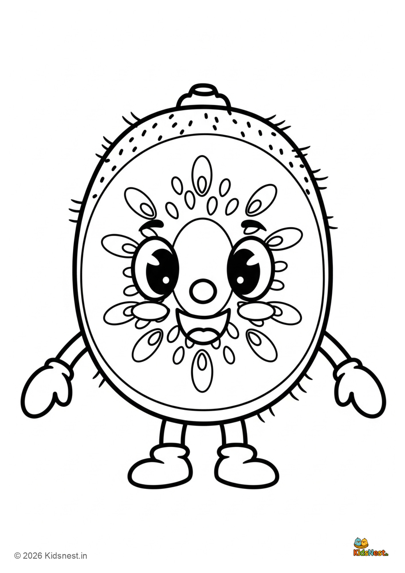 Free Printable Kiwi Fruit Coloring Page for Kids