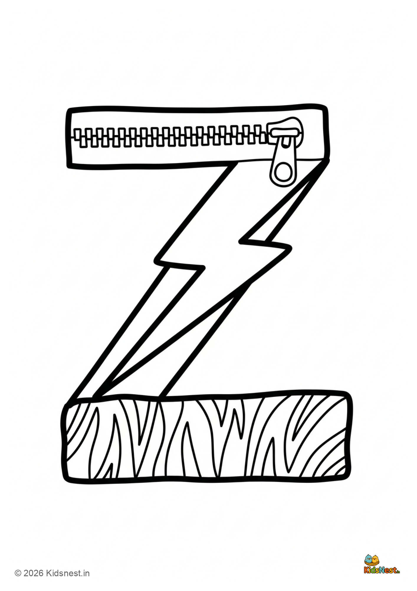 Free Printable Letter Z Coloring Page for Kids | Preschool ABCs