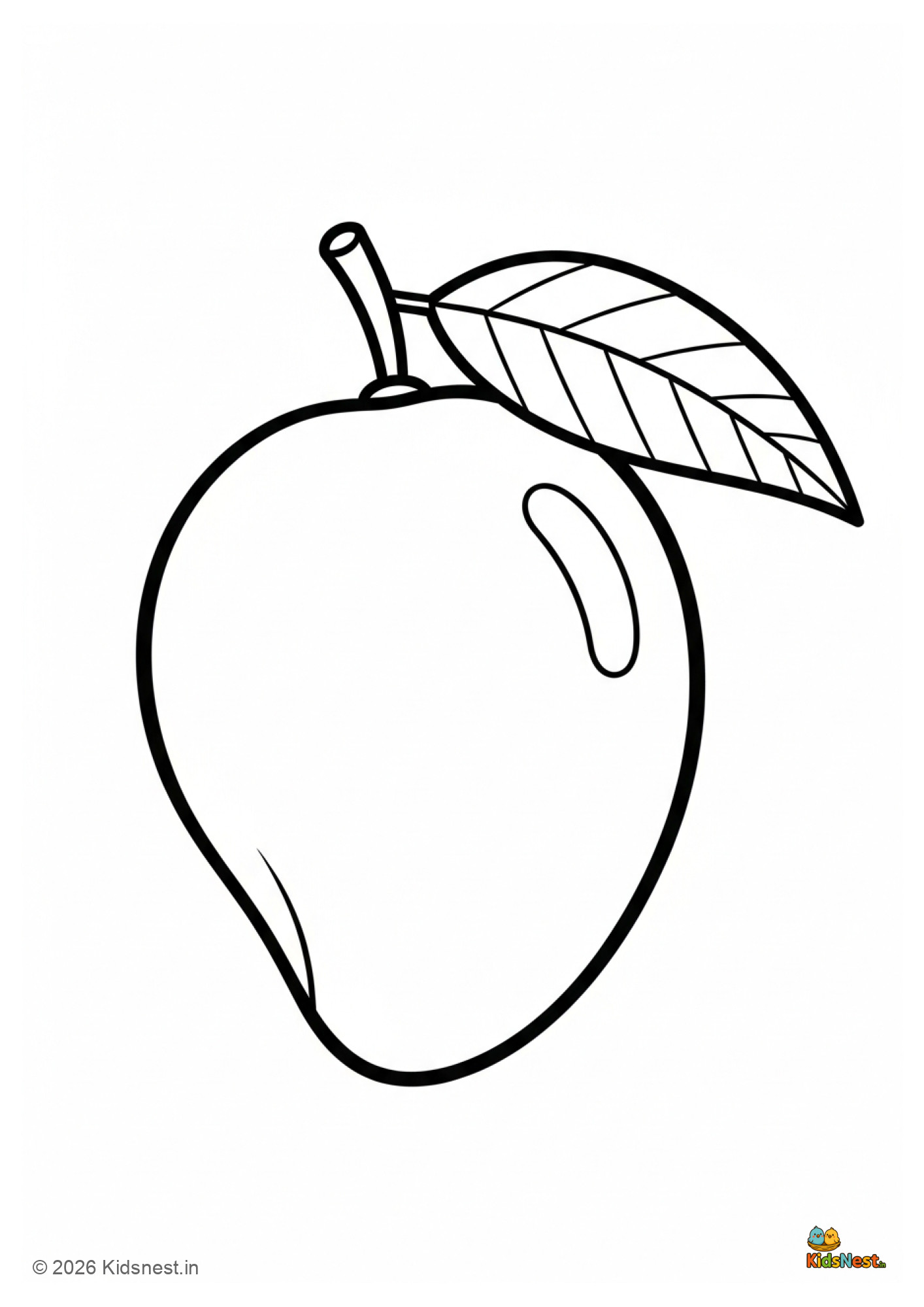 Free Printable Mango Coloring Page for Kids | Fun Fruit Activity