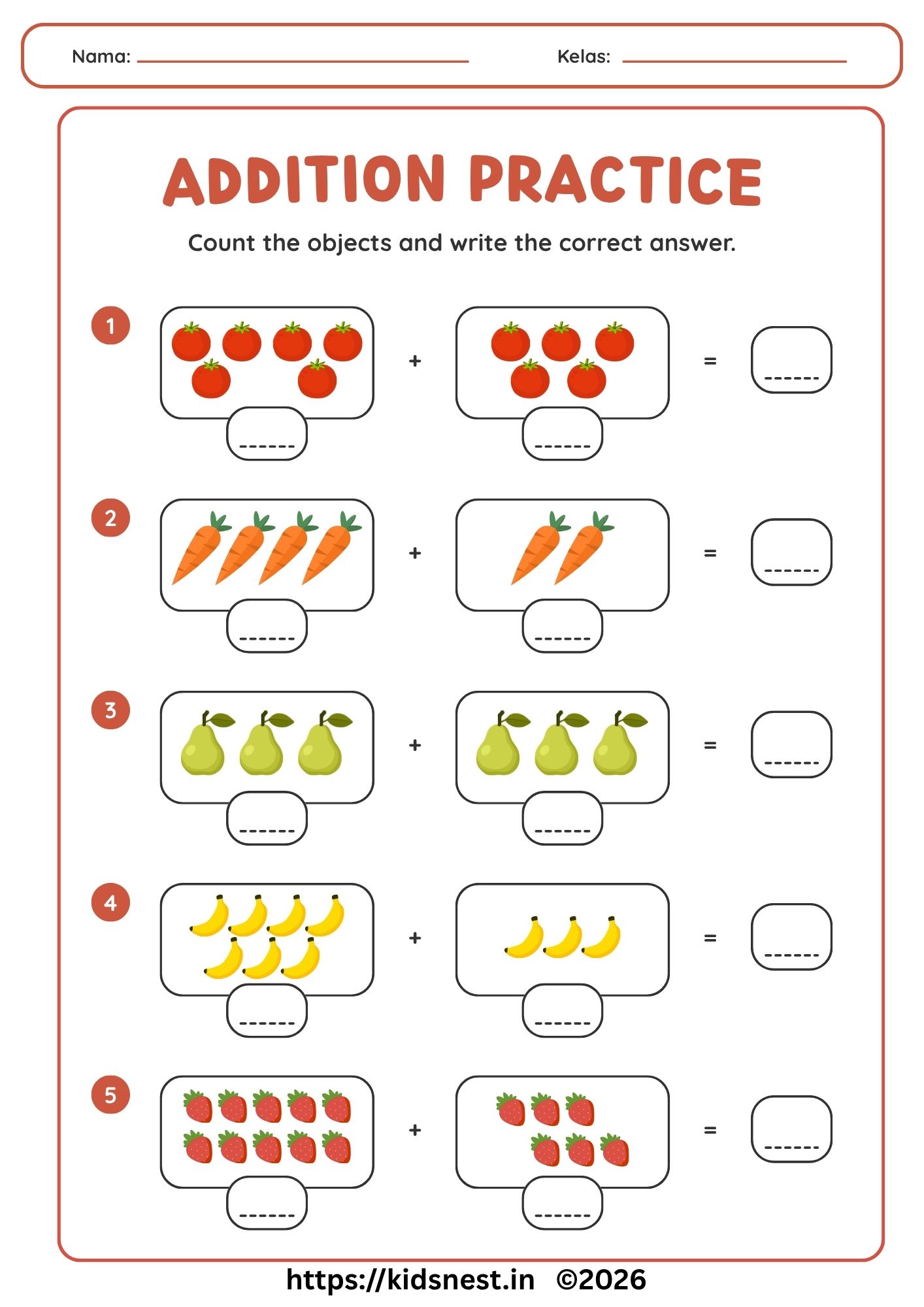 Free Printable Math Addition Worksheets for Kids | Fun Learning