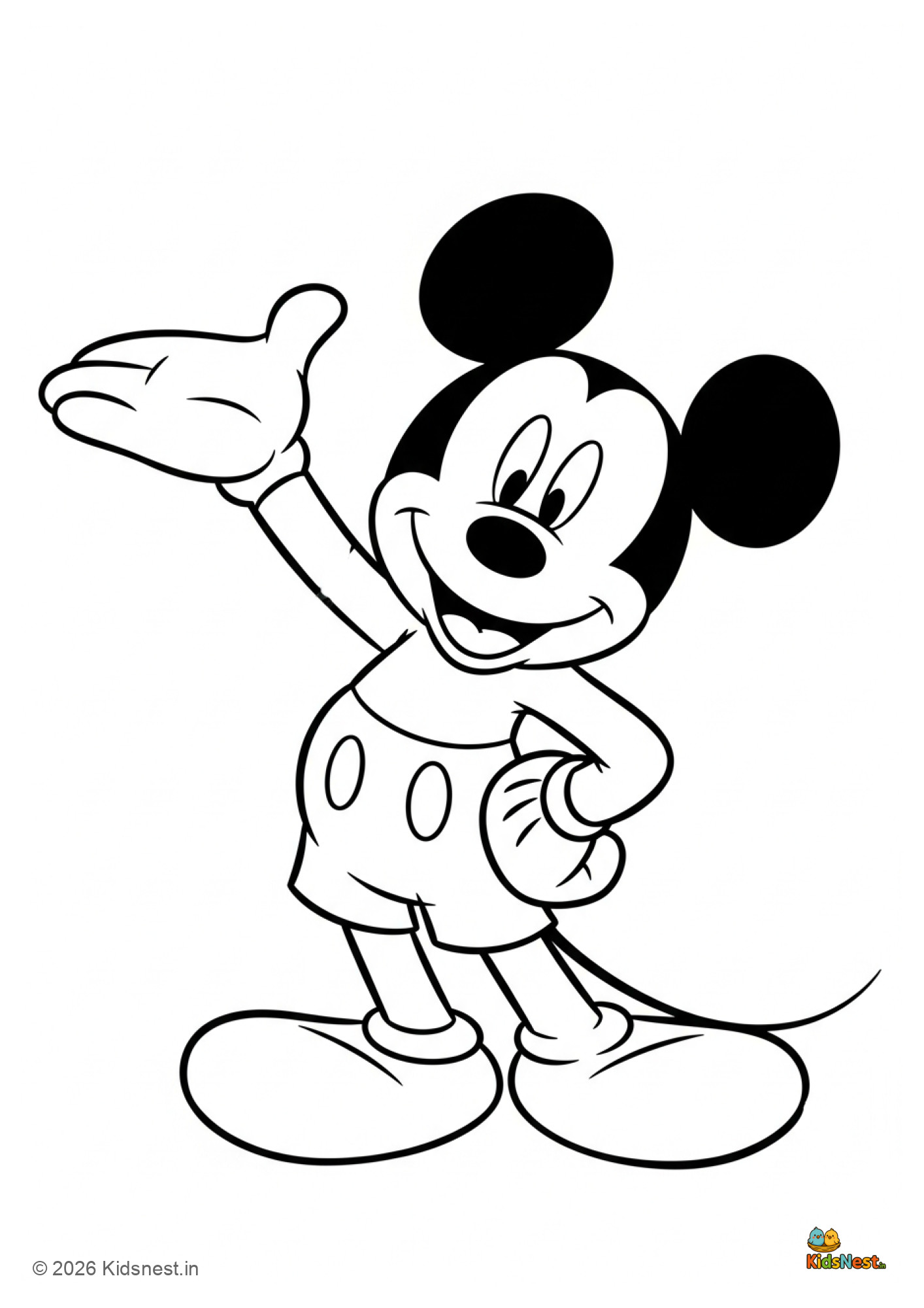Free Printable Mickey Cartoon Coloring Page for Kids
