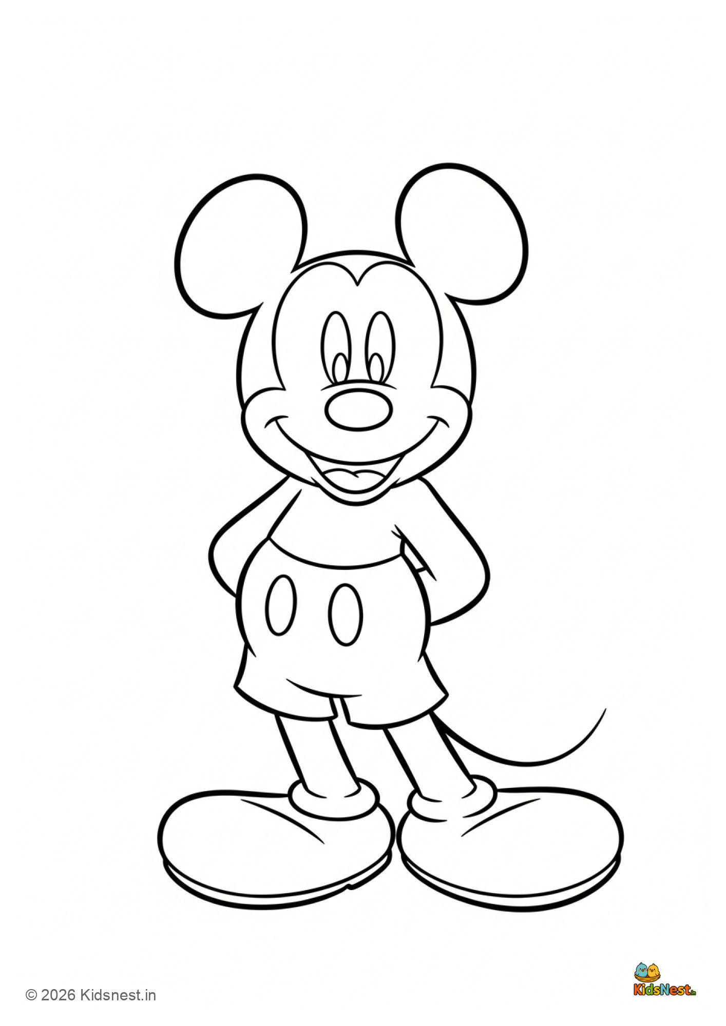 Free Printable Mickey Mouse Coloring Page for Kids