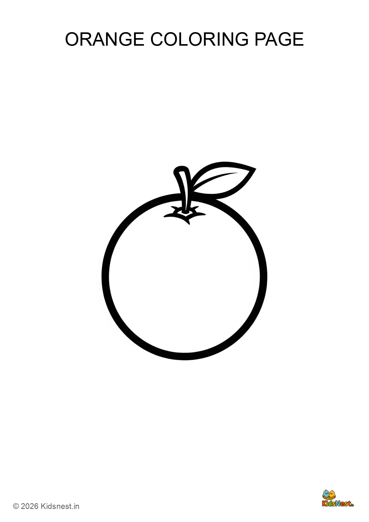 Free Printable Orange Coloring Page for Kids