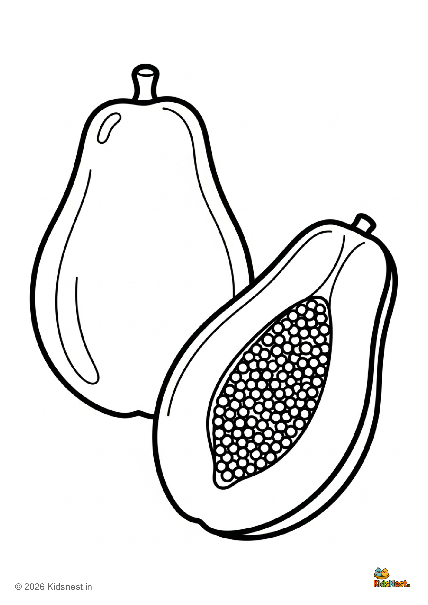 Free Printable Papaya Coloring Page for Kids | Educational Fun