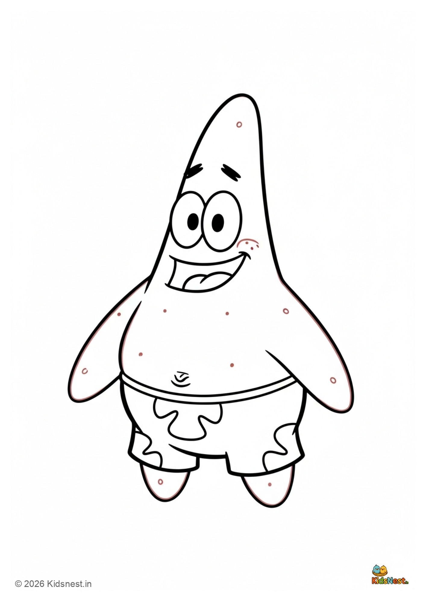 Free Printable Patrick Star Coloring Page for Kids