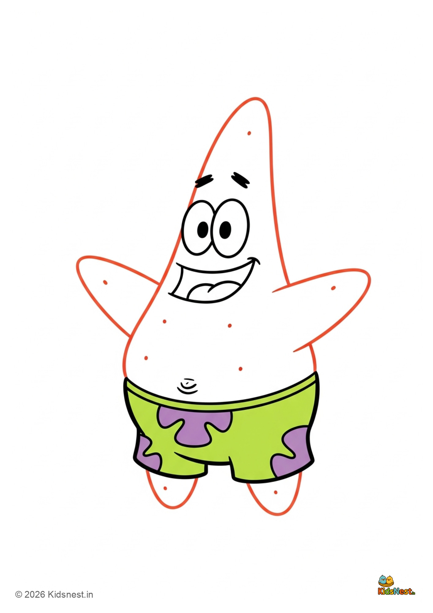 Free Printable Patrick Star Coloring Page for Kids