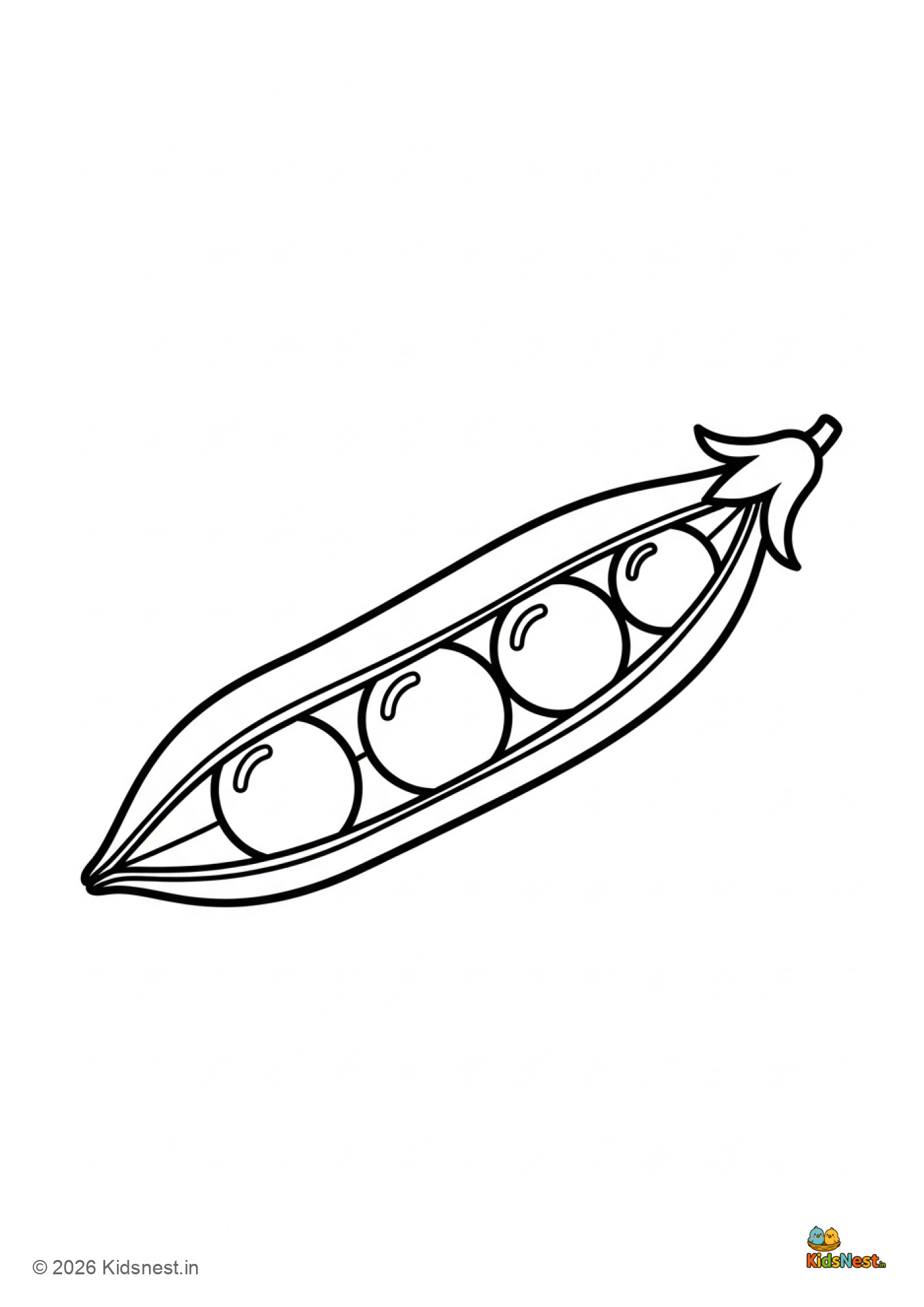 Free Printable Pea Coloring Page for Kids | Educational Activity