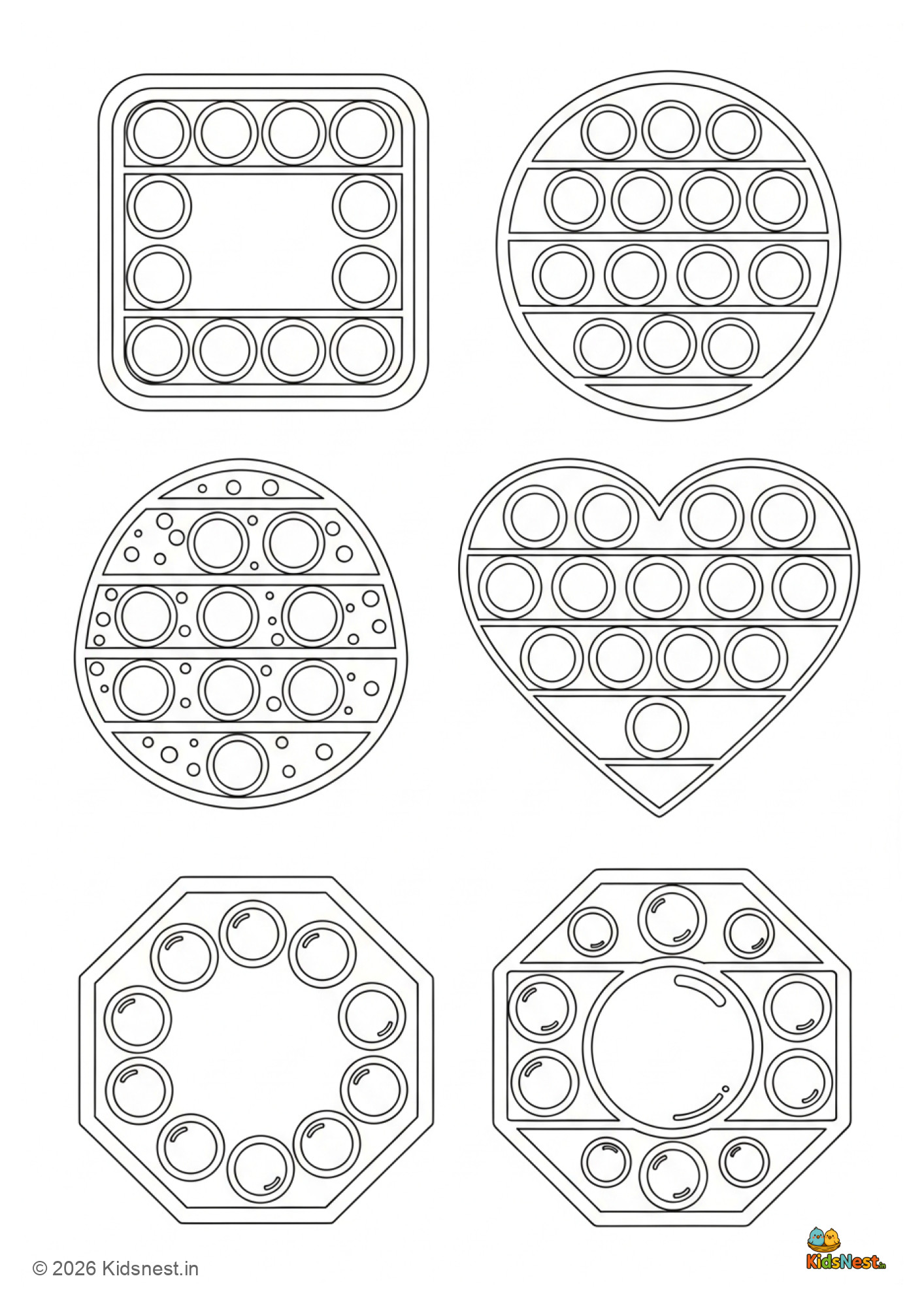Free Printable Pop It Toy Coloring Page for Kids