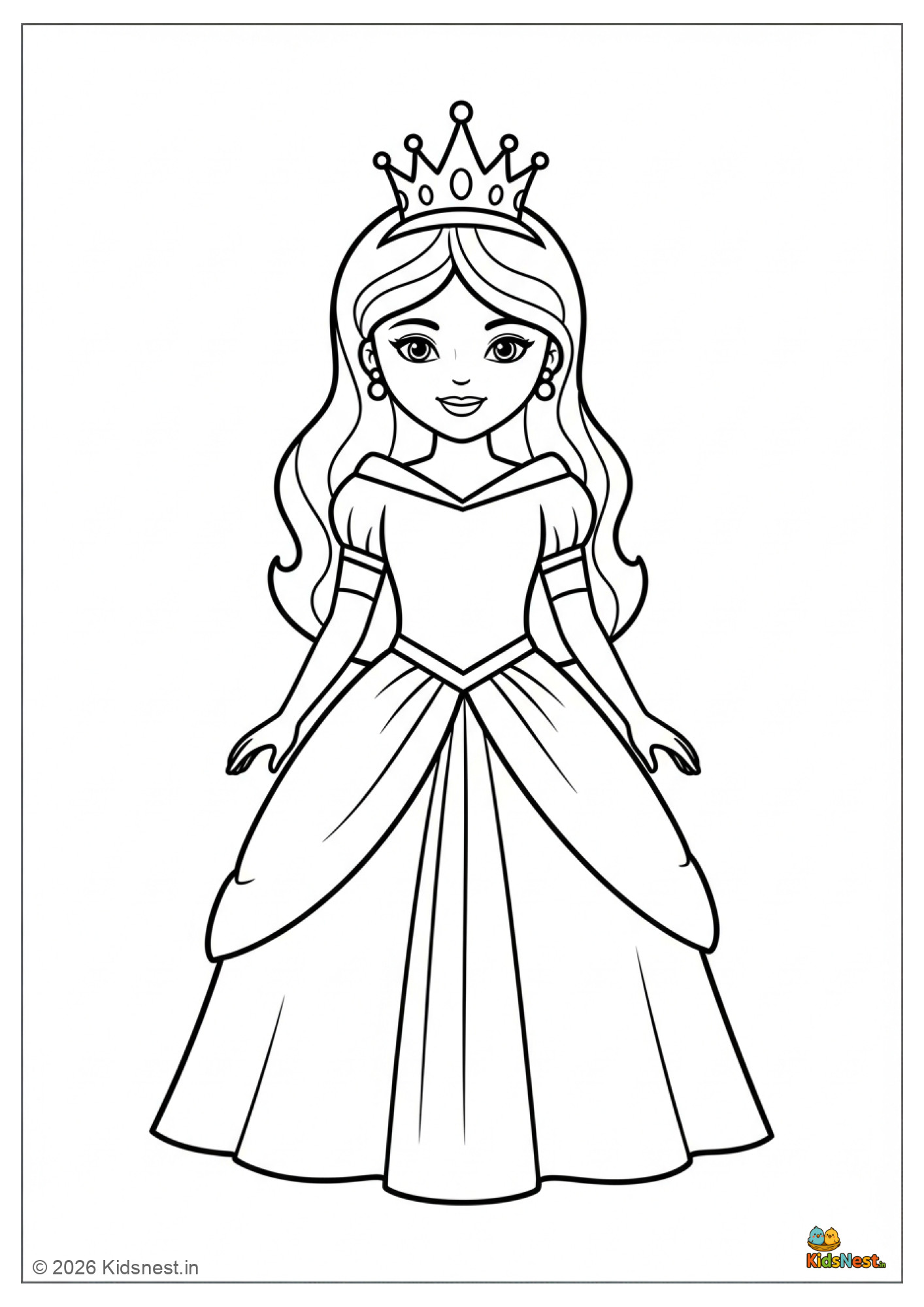 Free Printable Princess Colouring Pages for Kids | Fun Activities
