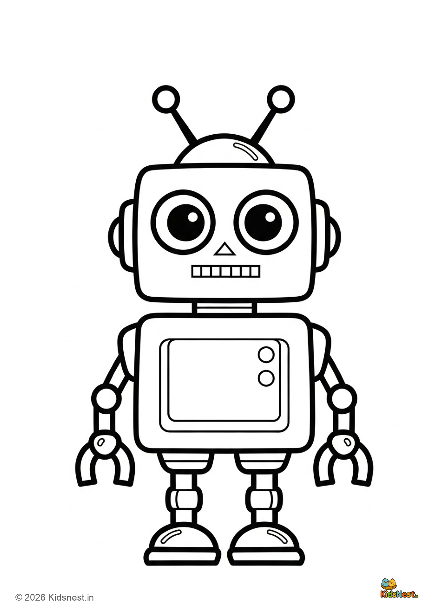 Free Printable Robot Colouring Page for Kids | Educational Fun